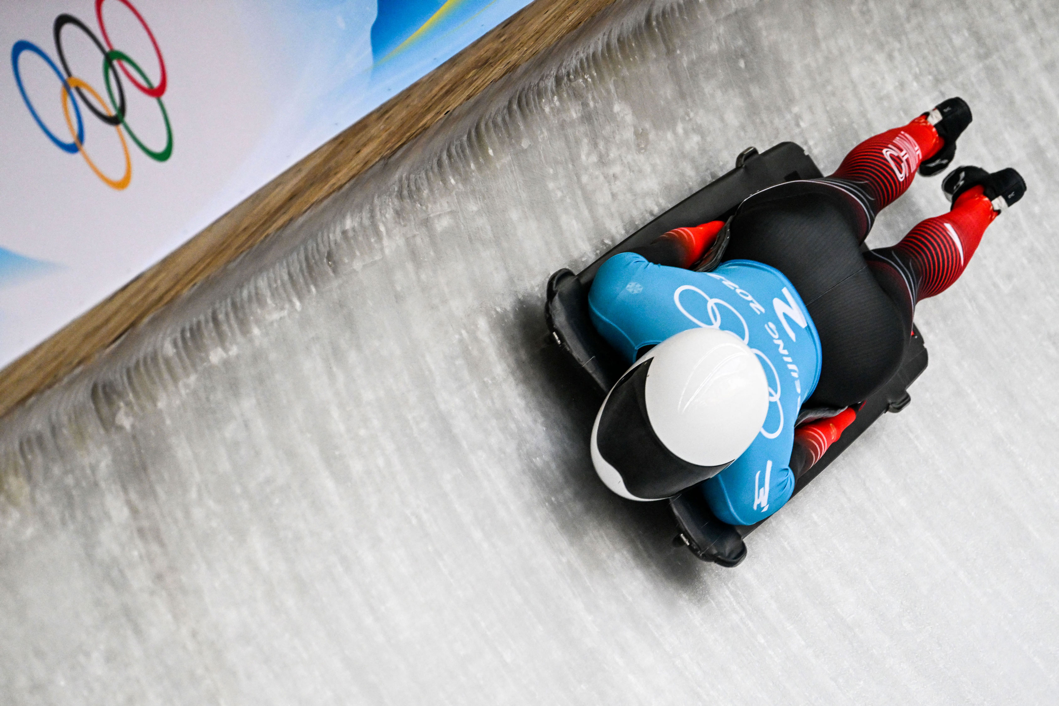 China's Zhao Dan takes part in the women's skeleton training Feb. 9. 