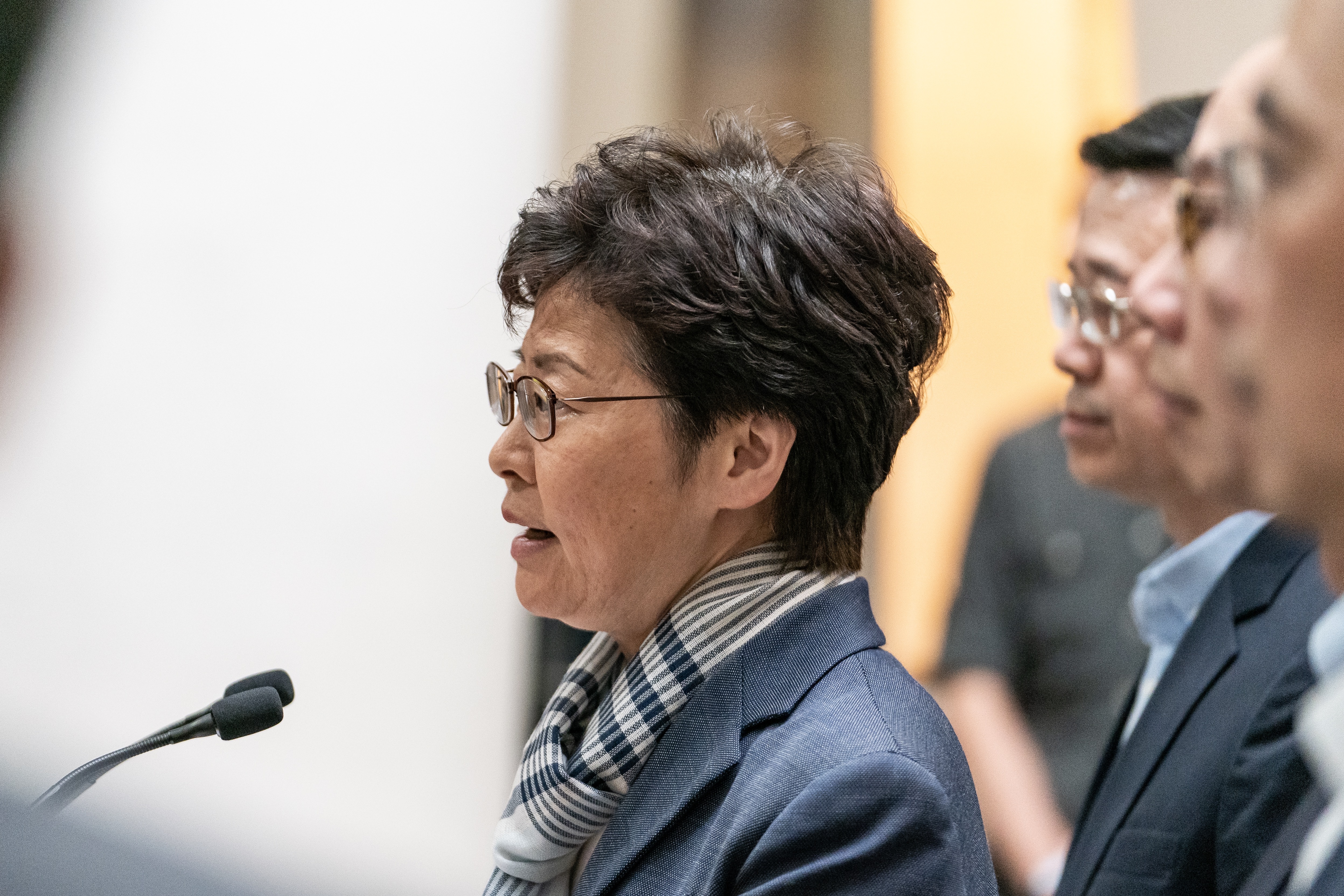 Hong Kong Chief Executive Carrie Lam speaks during a press conference on November 11 in Hong Kong. 