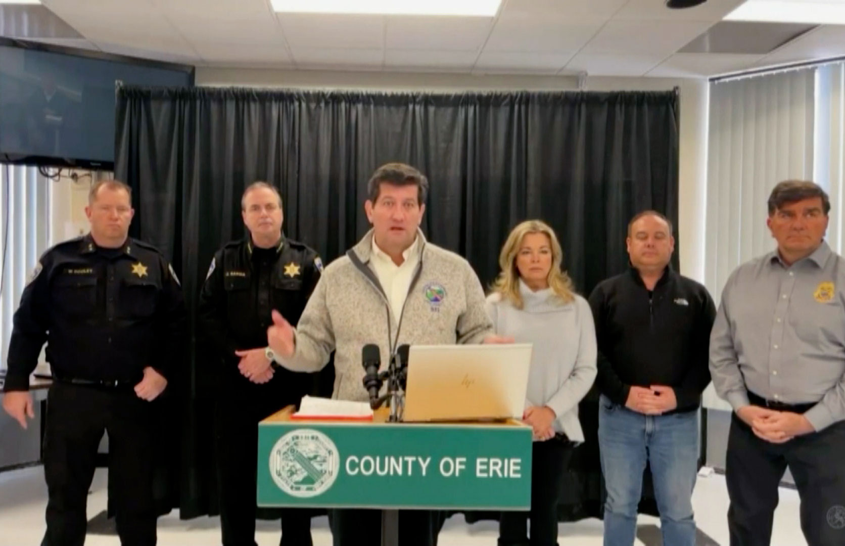 Erie County Executive Mark Poloncarz speaks at a news conference Tuesday.
