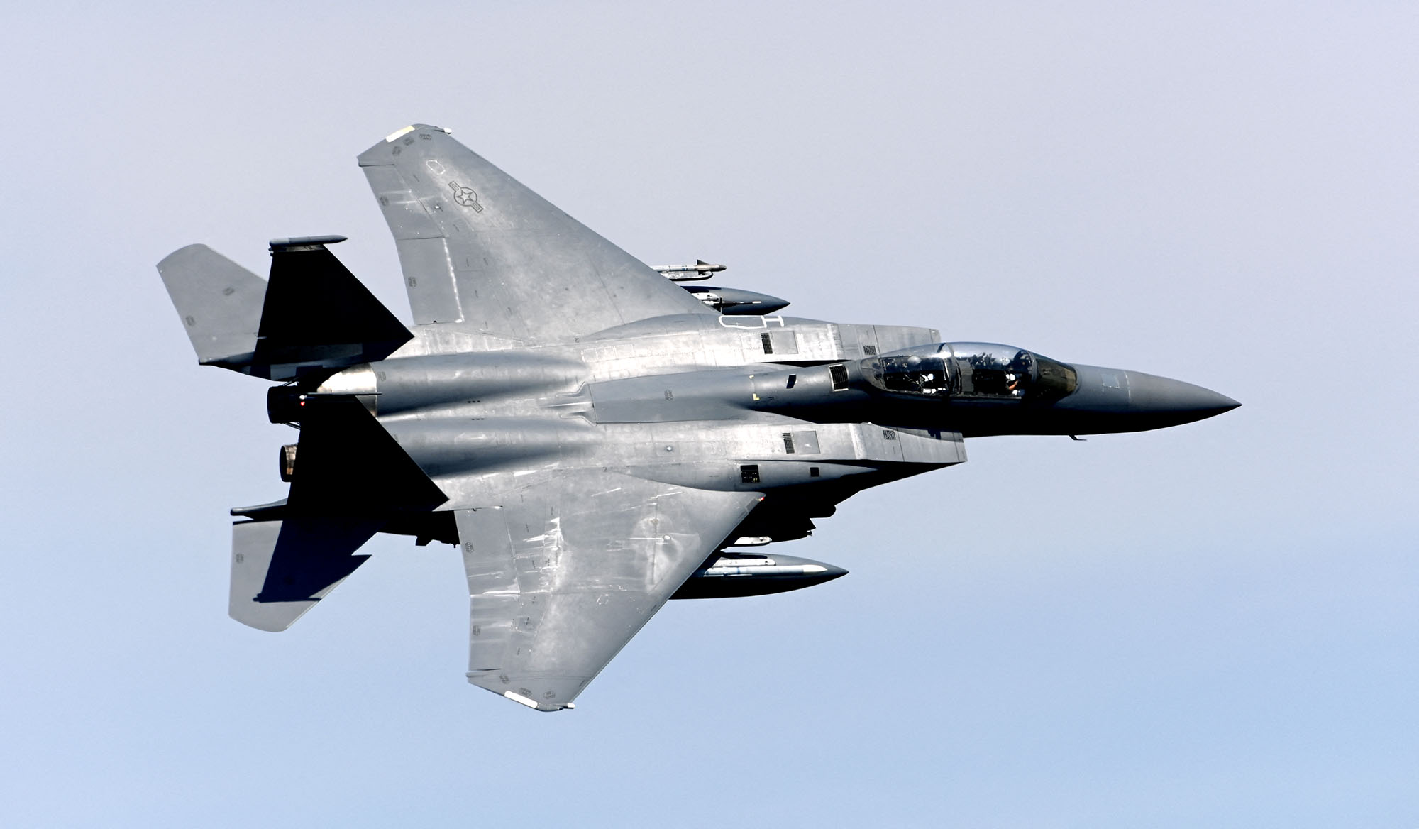 An F15 jet of the US Air Force flies during the 'Dynamic Front 22', the US Army led NATO and Partner integrated annual artillery exercise in Europe, in Grafenwoehr, Germany, on July 20, 2022. 