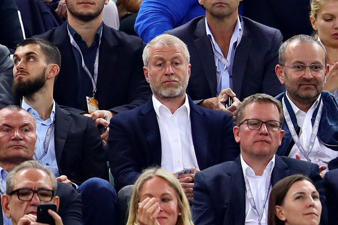 Roman Abramovich is seen in this file photo watching the Europa League final between Chelsea and Arsenal in Baku, Azerbaijan on May 29, 2019.