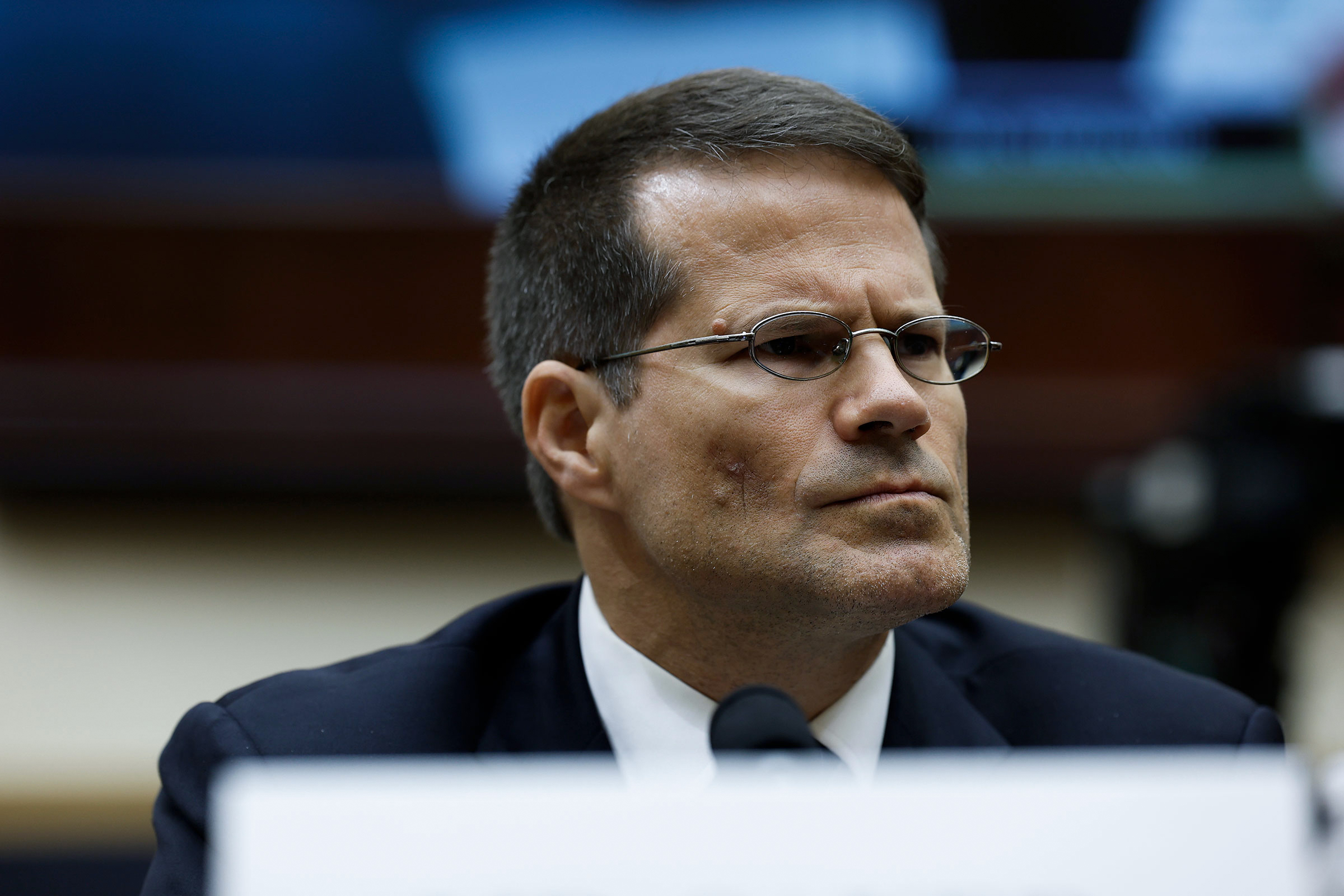 D. John Sauer, Special Assistant to the Louisiana Attorney General, listens during a hearing with the House Judiciary Subcommittee on the Weaponization of the Federal Government on Capitol Hill on July 20, 2023 in Washington, DC.