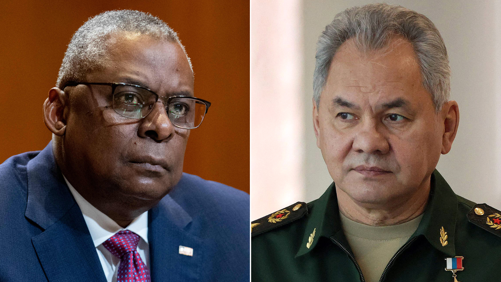 US Secretary of Defense Lloyd Austin and Russian Minister of Defense Sergey Shoygu. 