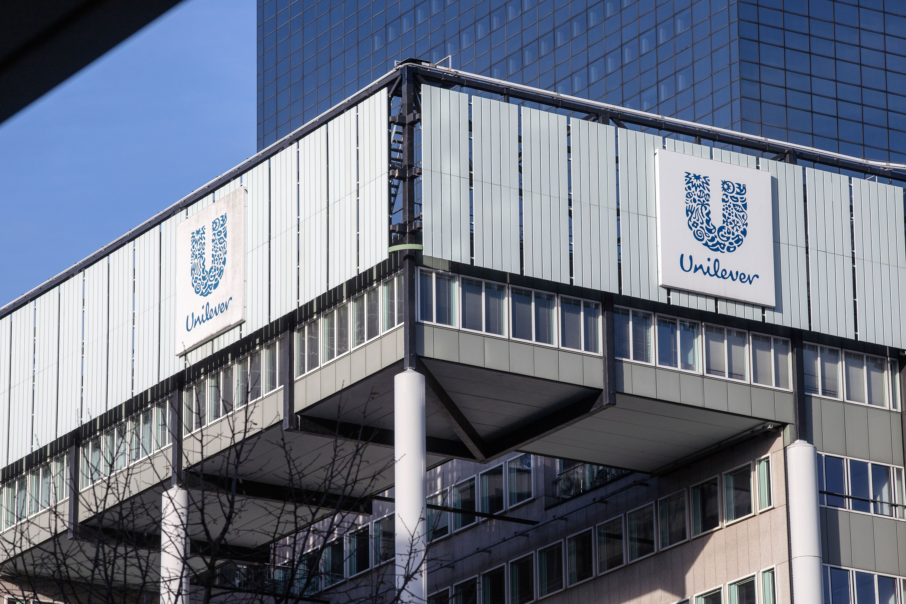 Unilever's logo is seen in Rotterdam, Netherlands, on February 8.