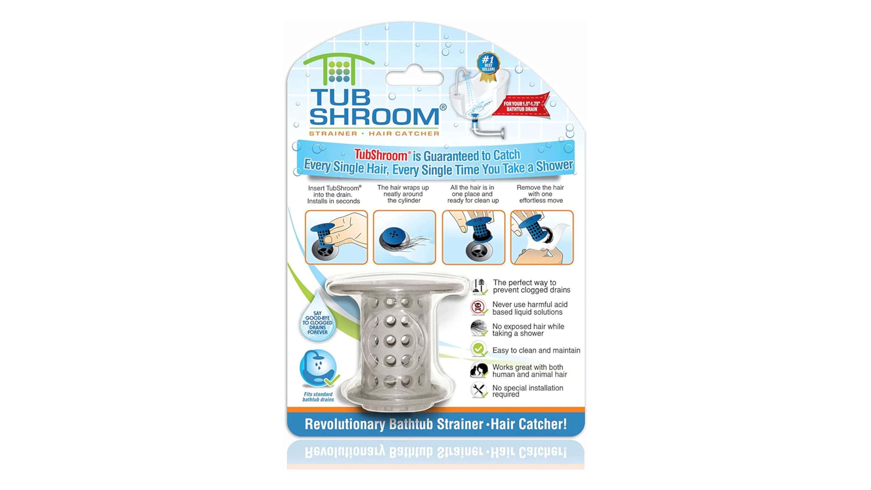 TubShroom 1.5 in. - 1.75 in. Drain Protector Hair Catcher in