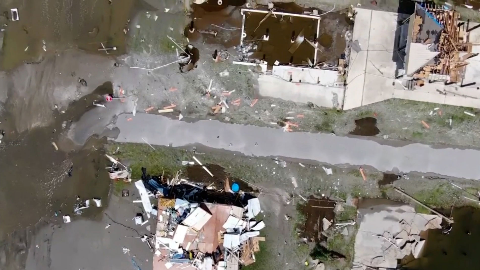 Damage is seen in Grand Isle, Louisiana.