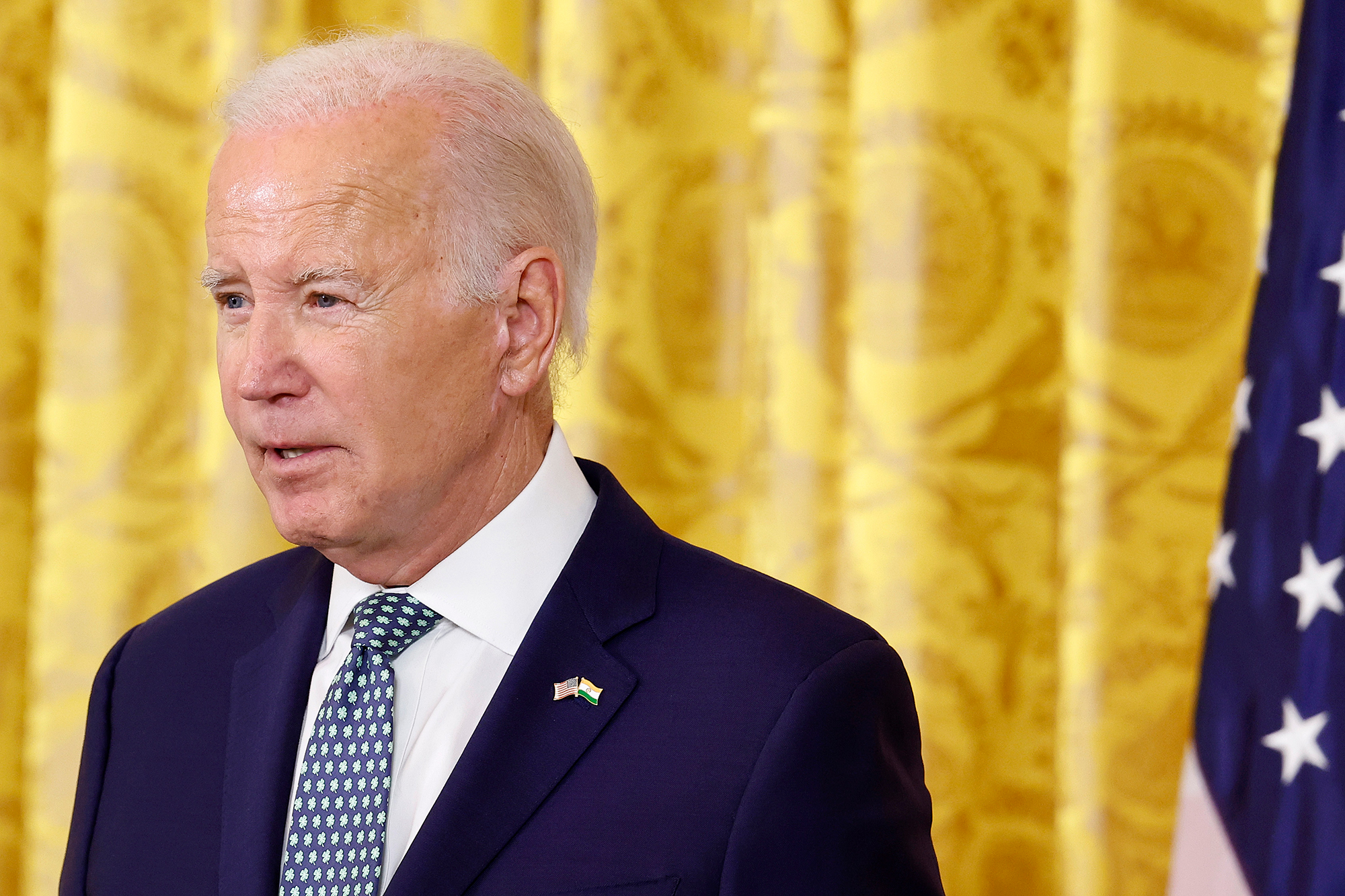 US President Joe Biden speaks at a press conference on June 22. 
