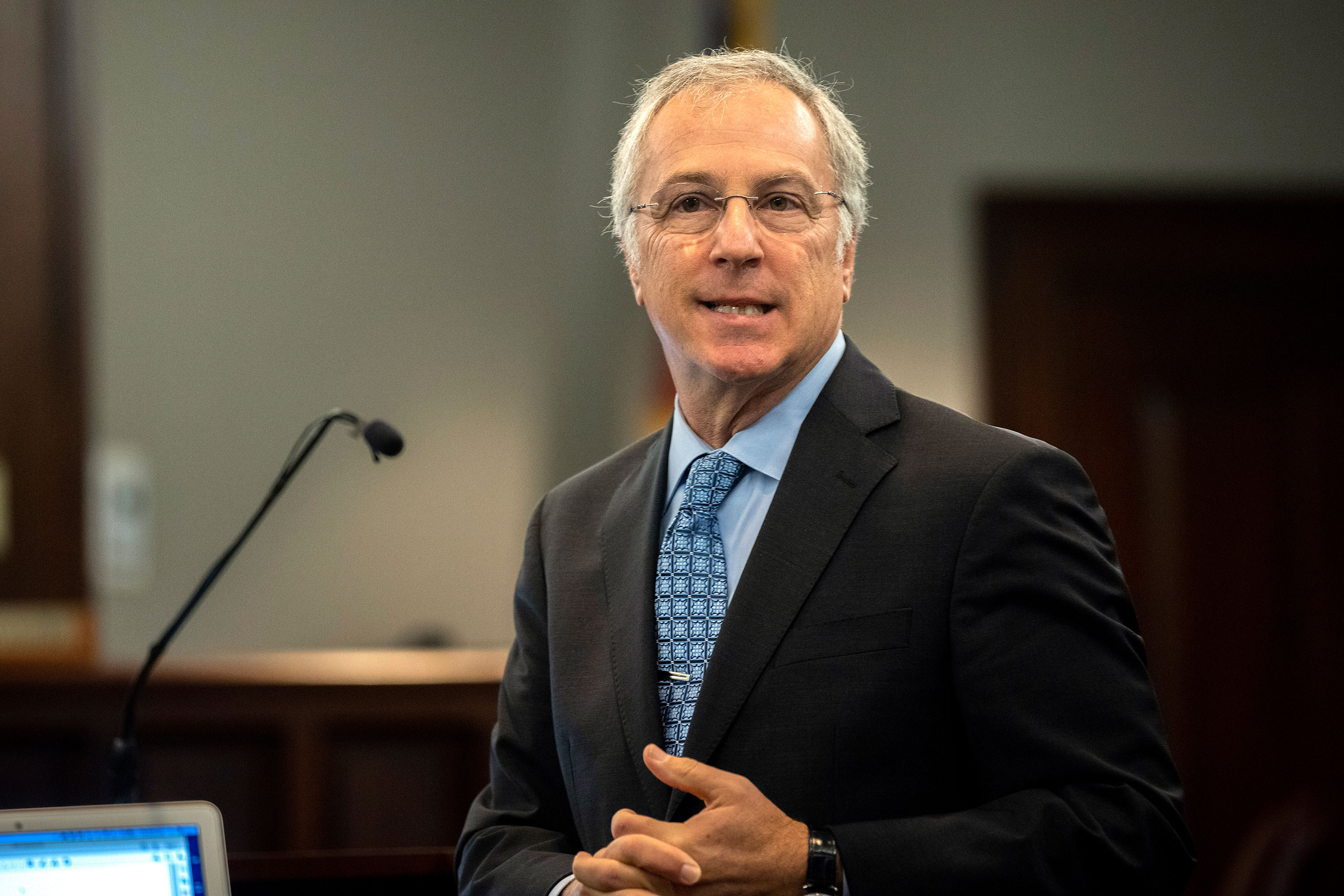 Defense attorney Bob Rubin speaks during a motion hearing at the Glynn County Courthouse in Brunswick, Georgia, on November 4.