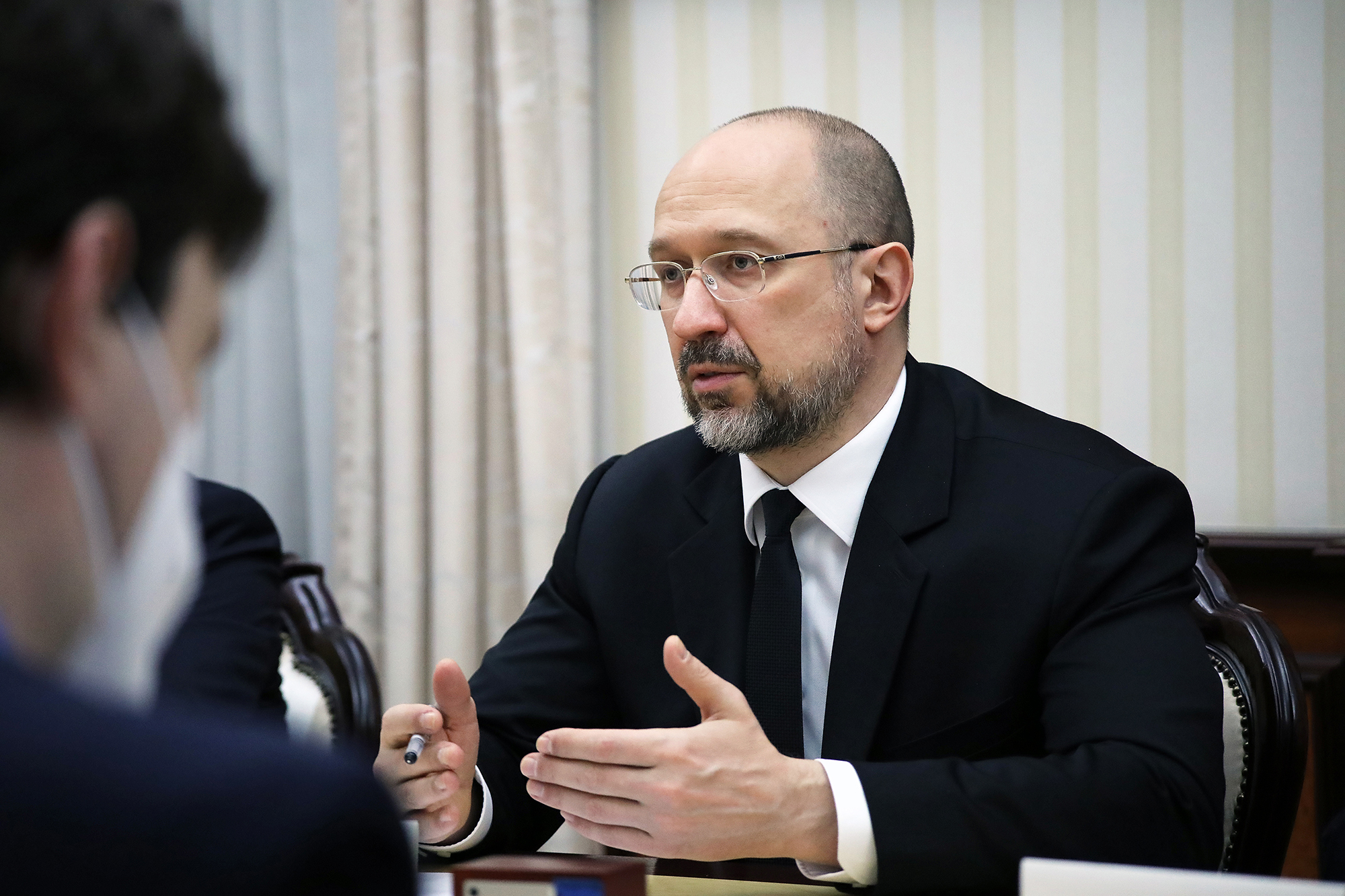 Ukrainian Prime Minister Denys Shmyhal speaks during a meeting in Kyiv, Ukraine on February 9.
