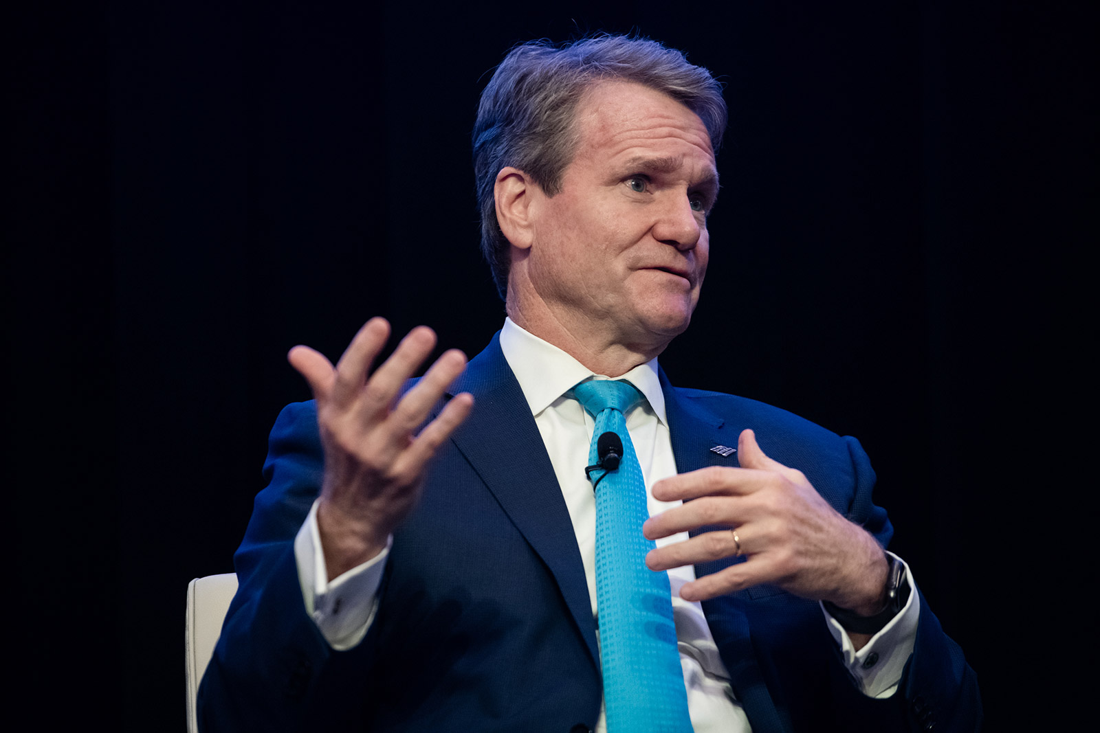 Bank of America CEO Brian Moynihan speaks during an event in New York on October 23, 2019.