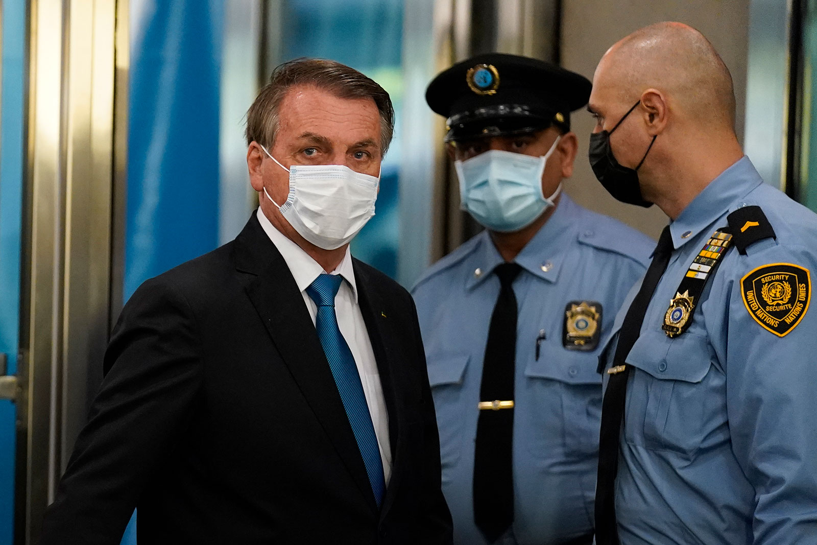 Brazilian President Jair Bolsonaro arrives for the United Nations General Assembly in New York on September 21.