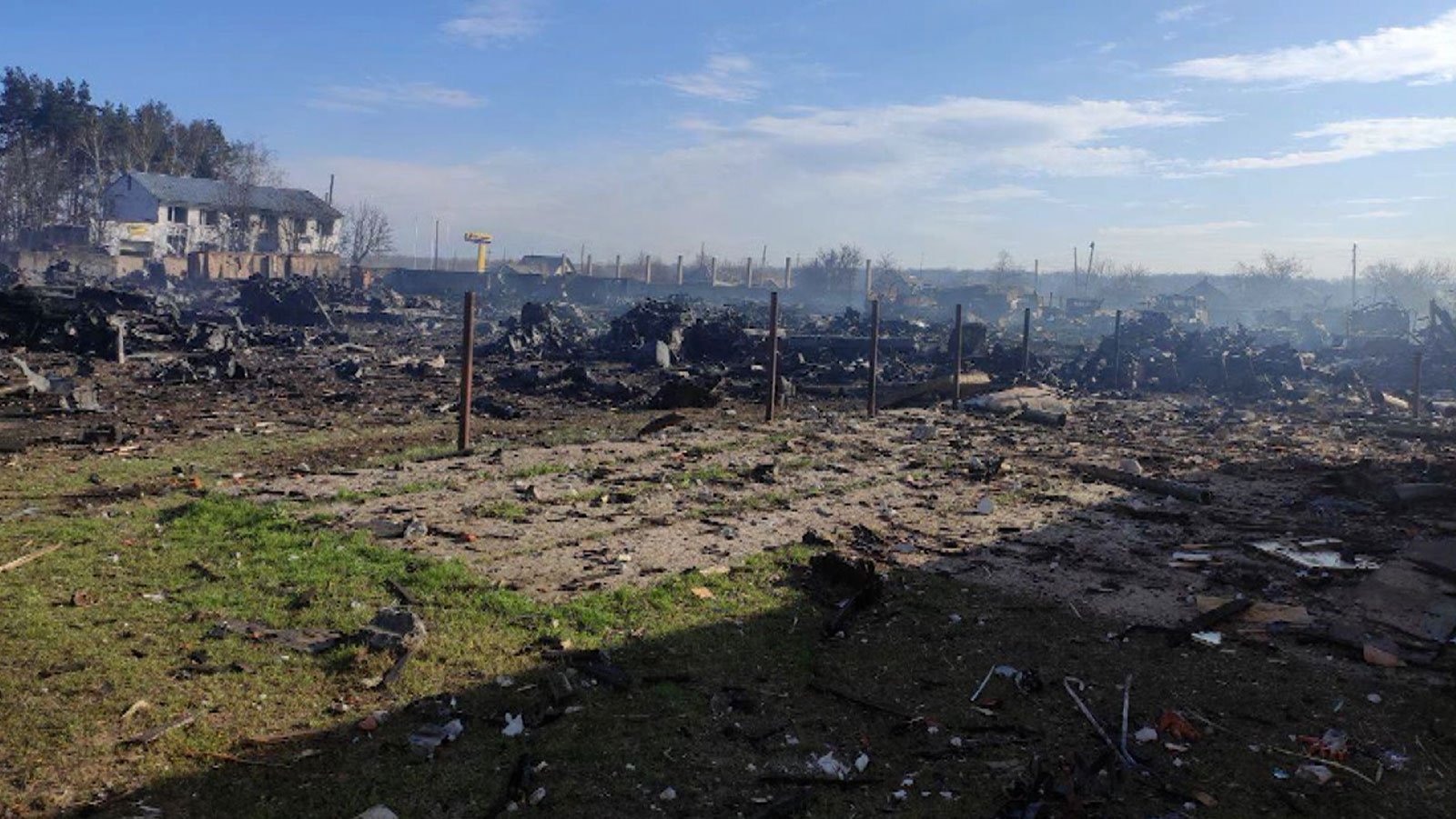 Destruction of the weapons depot is seen in this screengrab taken from video.