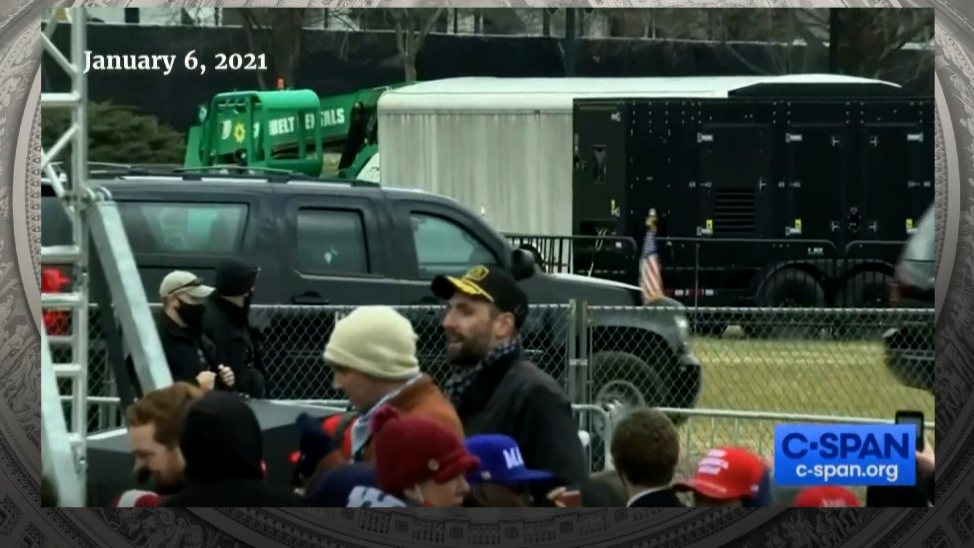 Video footage shown by the House Select Committee shows President Donald Trump's motorcade leaving the rally on January 6, 2021.