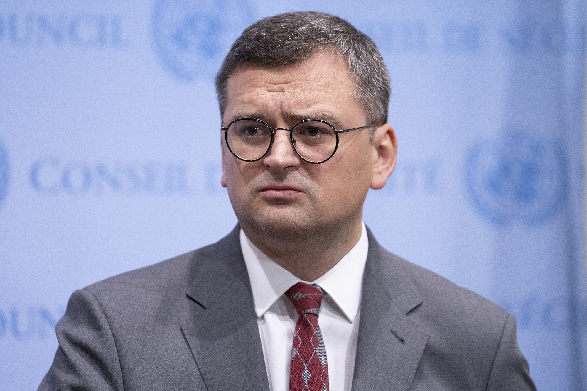 Minister of Foreign Affairs of Ukraine Dmytro Kuleba during the press conference ahead of Security Council meeting on situation in Ukraine at UN Headquarters, in New York, on September 22.