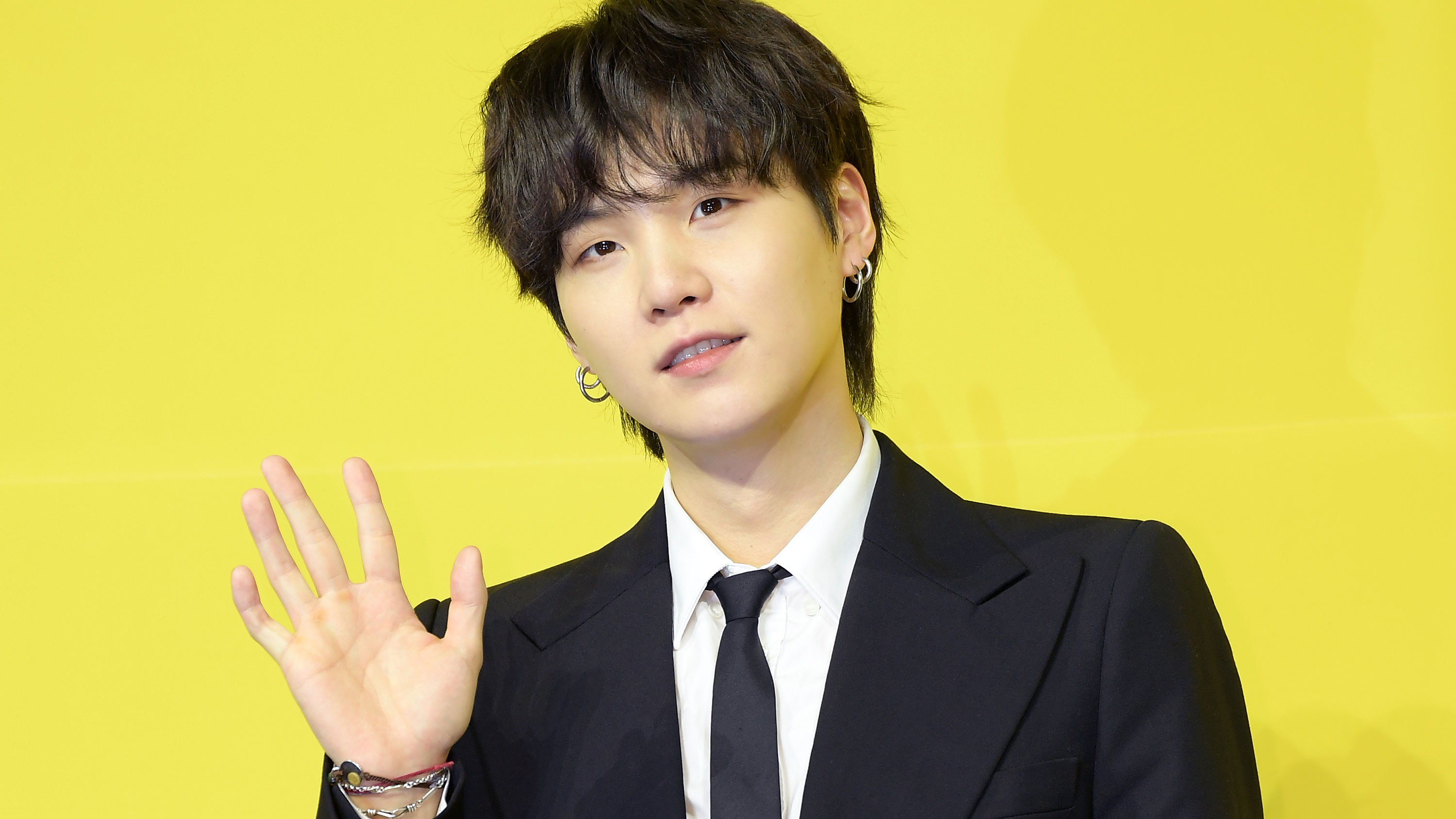 SEOUL, SOUTH KOREA - MAY 21: Suga of BTS attends a press conference for BTS's new digital single 'Butter' at Olympic Hall on May 21, 2021 in Seoul, South Korea. (Photo by The Chosunilbo JNS/Imazins via Getty Images)