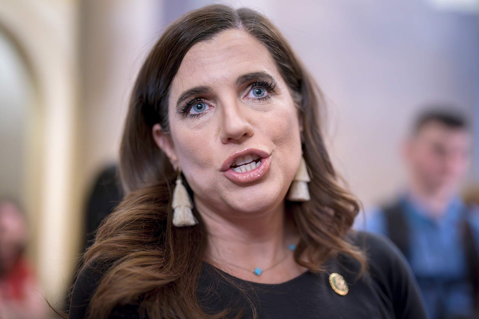 Nancy Mace speaks with reporters awaiting news on the debt limit negotiations, at the Capitol in Washington, on Wednesday, May 24.