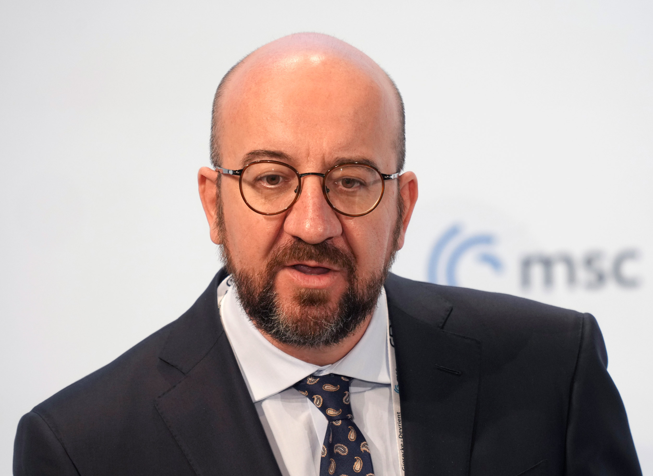 President of the European Council Charles Michel speaks at the Munich Security Conference on Feb. 20.
