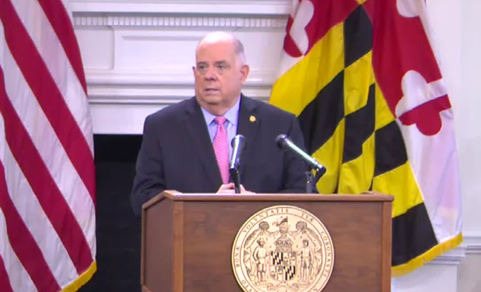 Maryland Gov. Larry Hogan speaks during a press conference on Thursday, October 1.