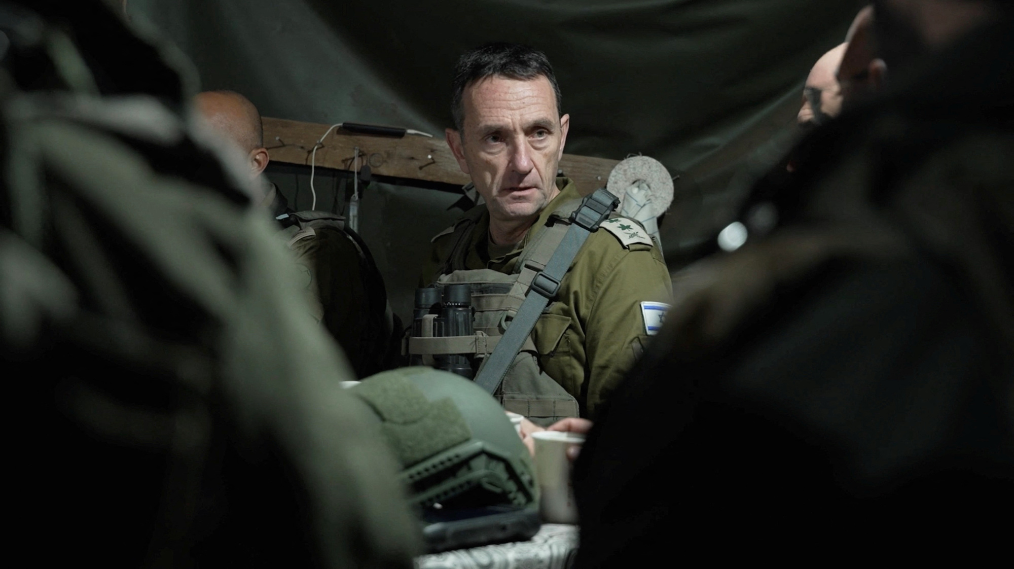 Israeli military Chief of General Staff Herzi Halevi looks on while visiting a location given an undisclosed location in northern Israel on January 3.