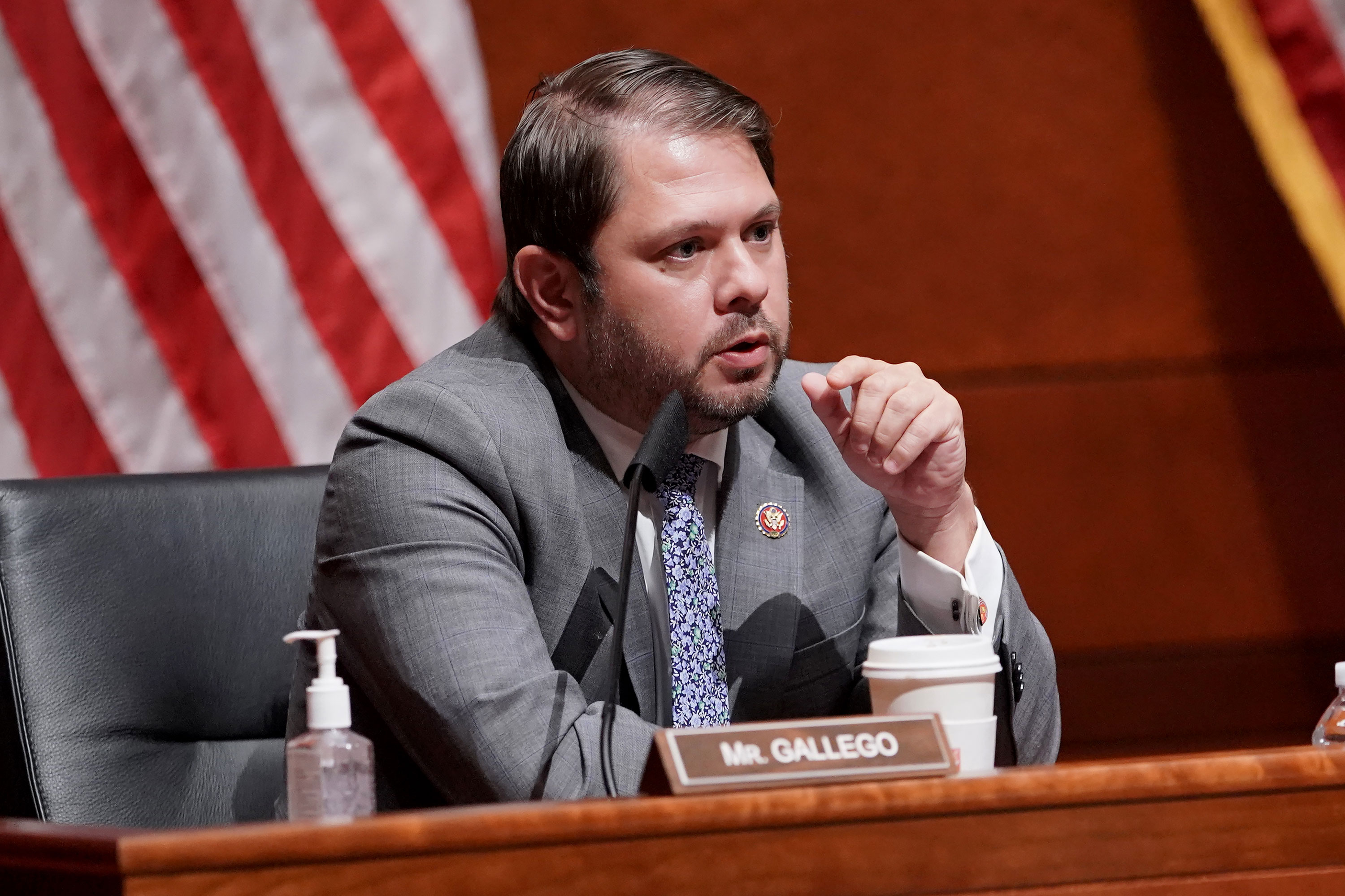 Rep. Ruben Gallego is seen during a House Armed Services Committee hearing on July 9.