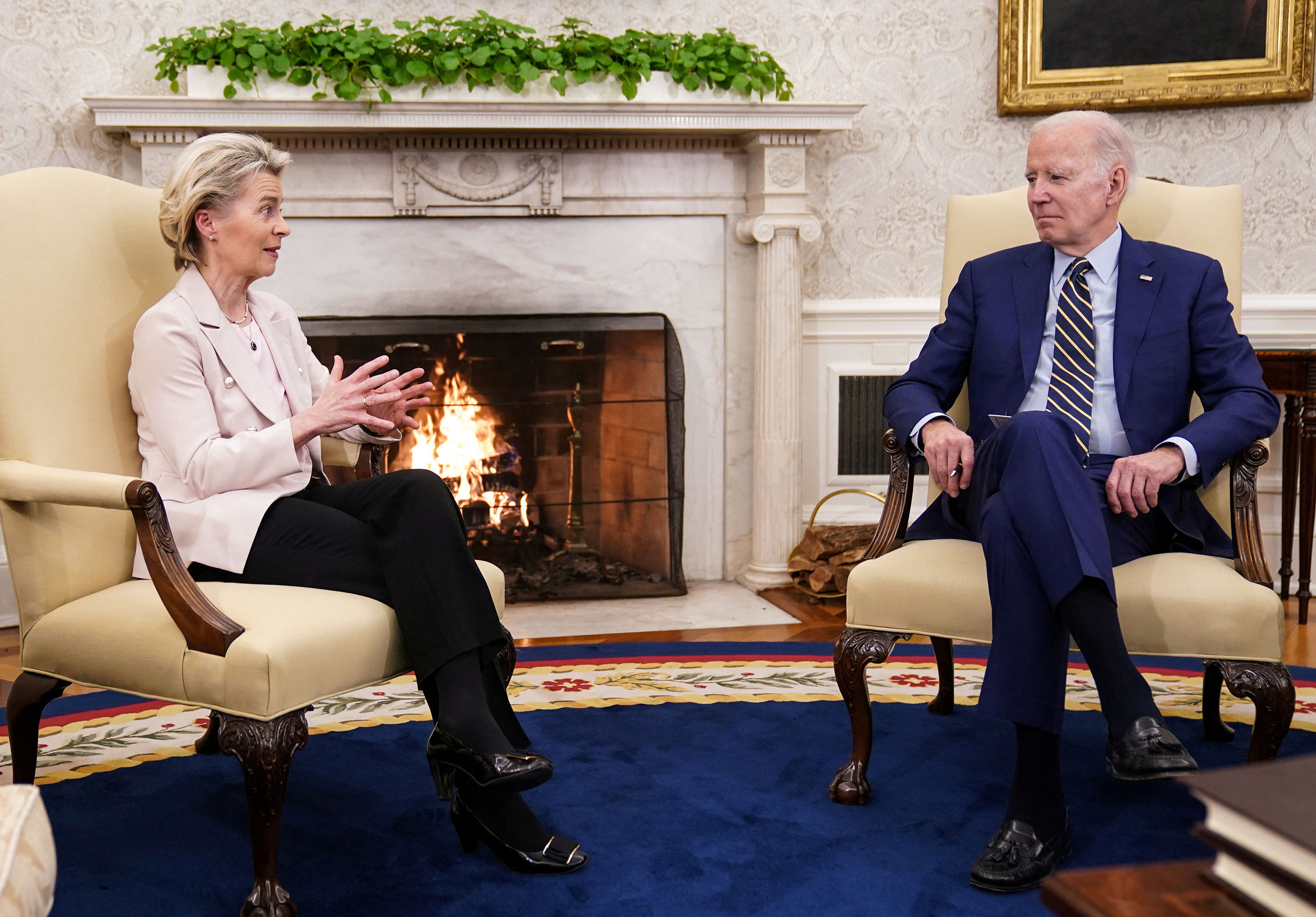 US President Joe Biden meets with European Union chief Ursula von der Leyen in the Oval Office of the White House in Washington, DC on March 10. 