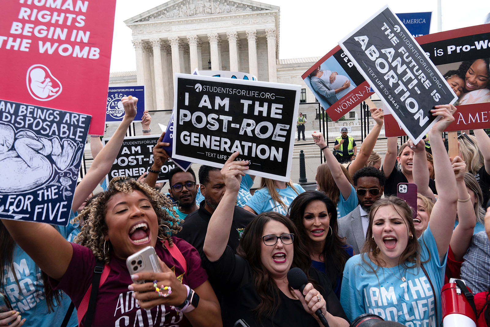 Anti-abortion protesters gather outside the Supreme Court in Washington, on Friday, June 24. 