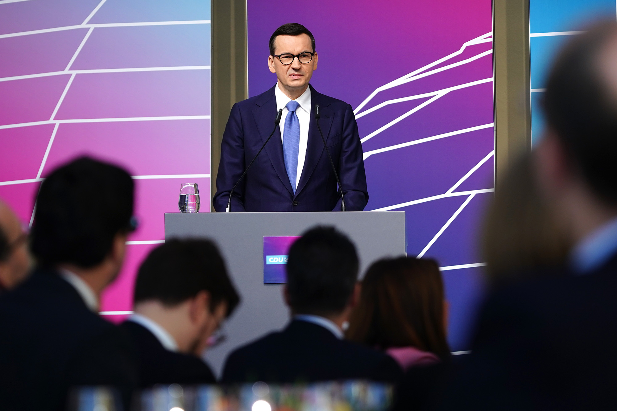 Polish Prime Minister Mateusz Morawiecki speaks during a festive event on the occasion of Wolfgang Schäuble's 50th anniversary in parliament on January 16, in Berlin, Germany. 