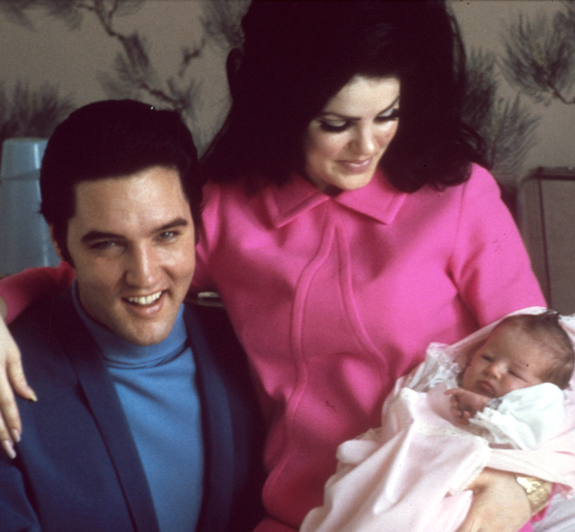 Elvis and Priscilla Presley with daughter Lisa Marie in 1968. 