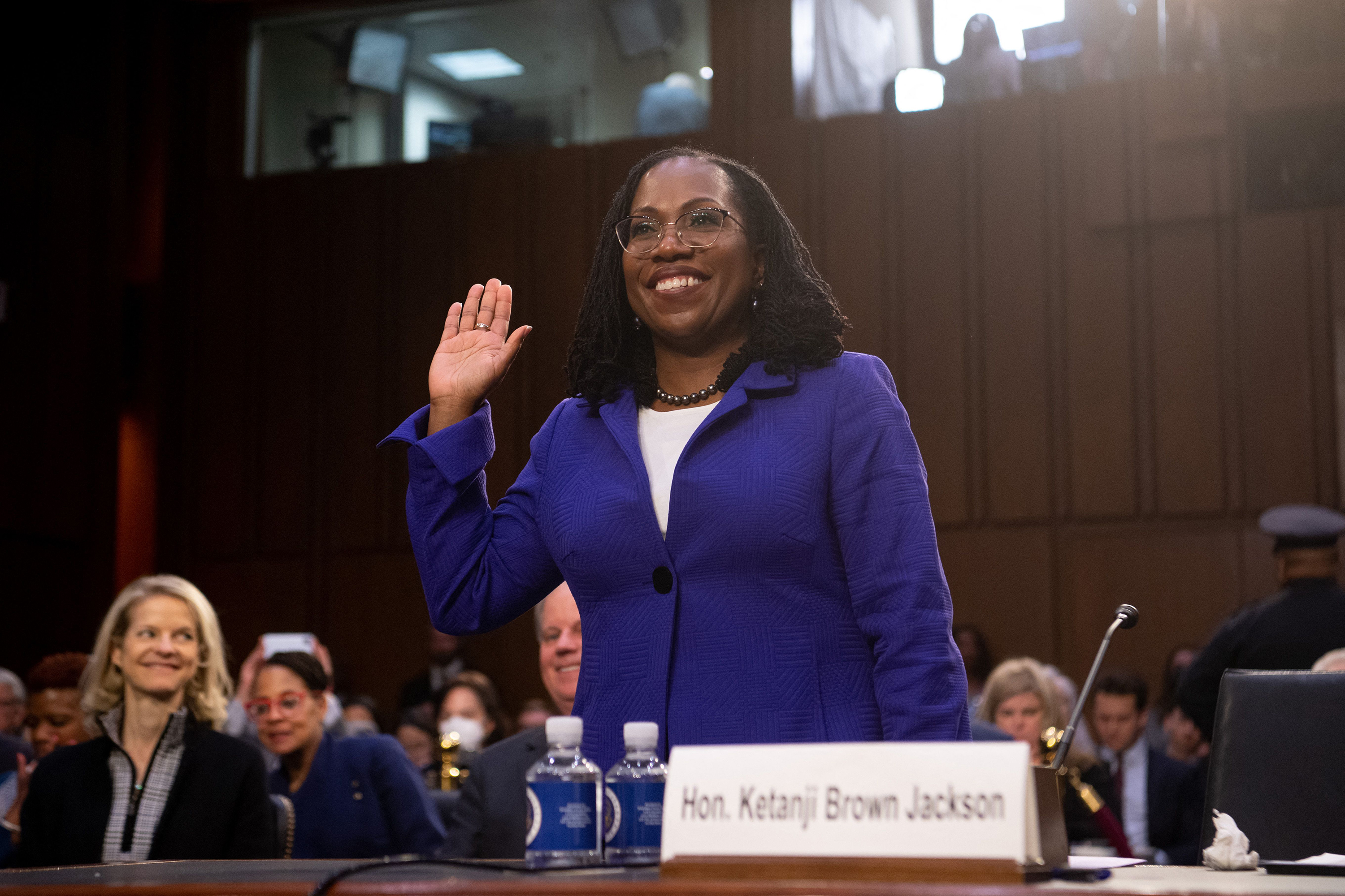 Ketanji Brown Jackson is sworn in during a Senate Judiciary Committee confirmation hearing in Washington, DC on March 21.