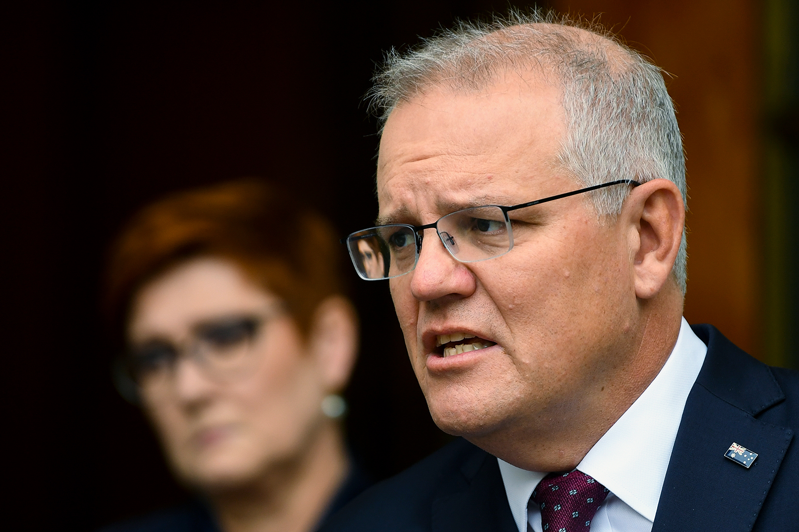 Australian Prime Minister Scott Morrison speaks to the media during a news conference at Parliament House in Canberra, Australia, on March 17
