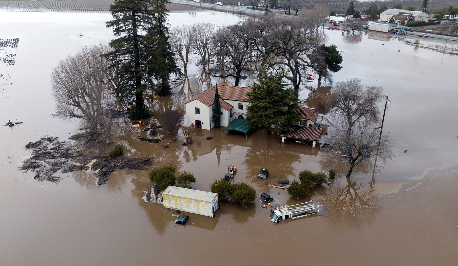 A home is seen partially underwater in Gilroy, California, on January 9.