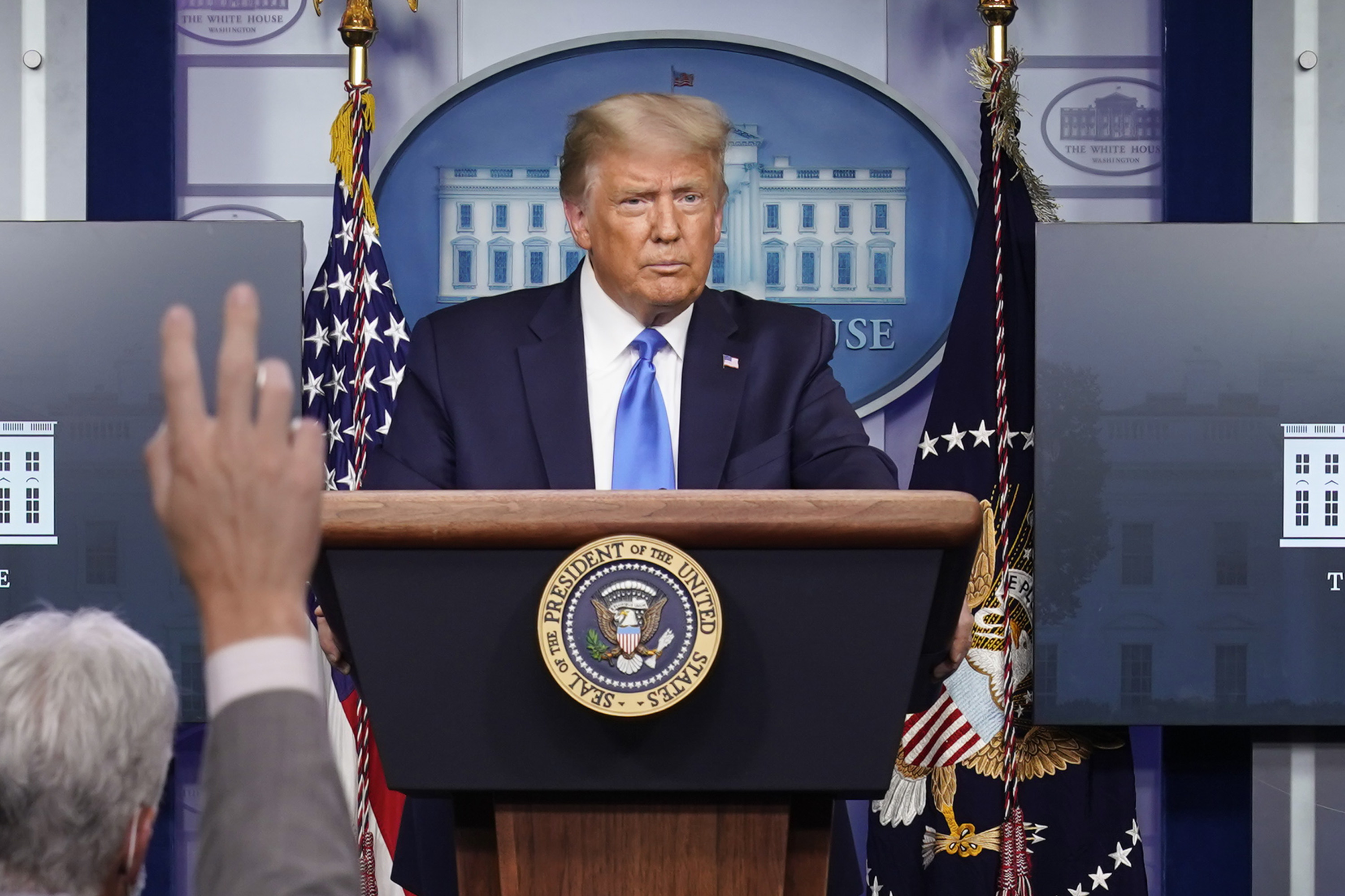 President Donald Trump speaks during a news conference in the briefing room of the White House on September 23, in Washington, DC.