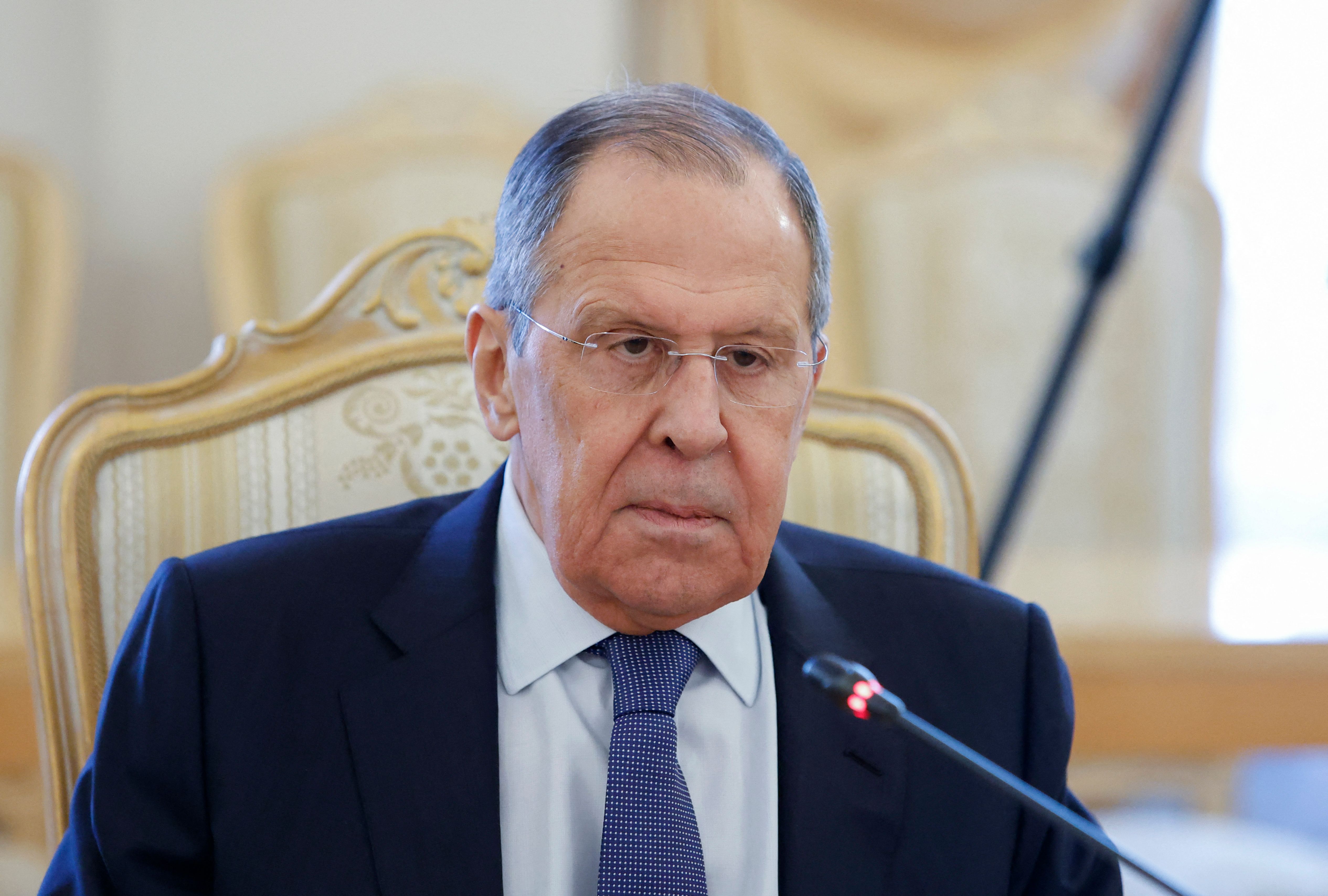 Russian Foreign Minister Sergei Lavrov attends a meeting with his Turkish counterpart in Moscow, Russia, on March 16, 