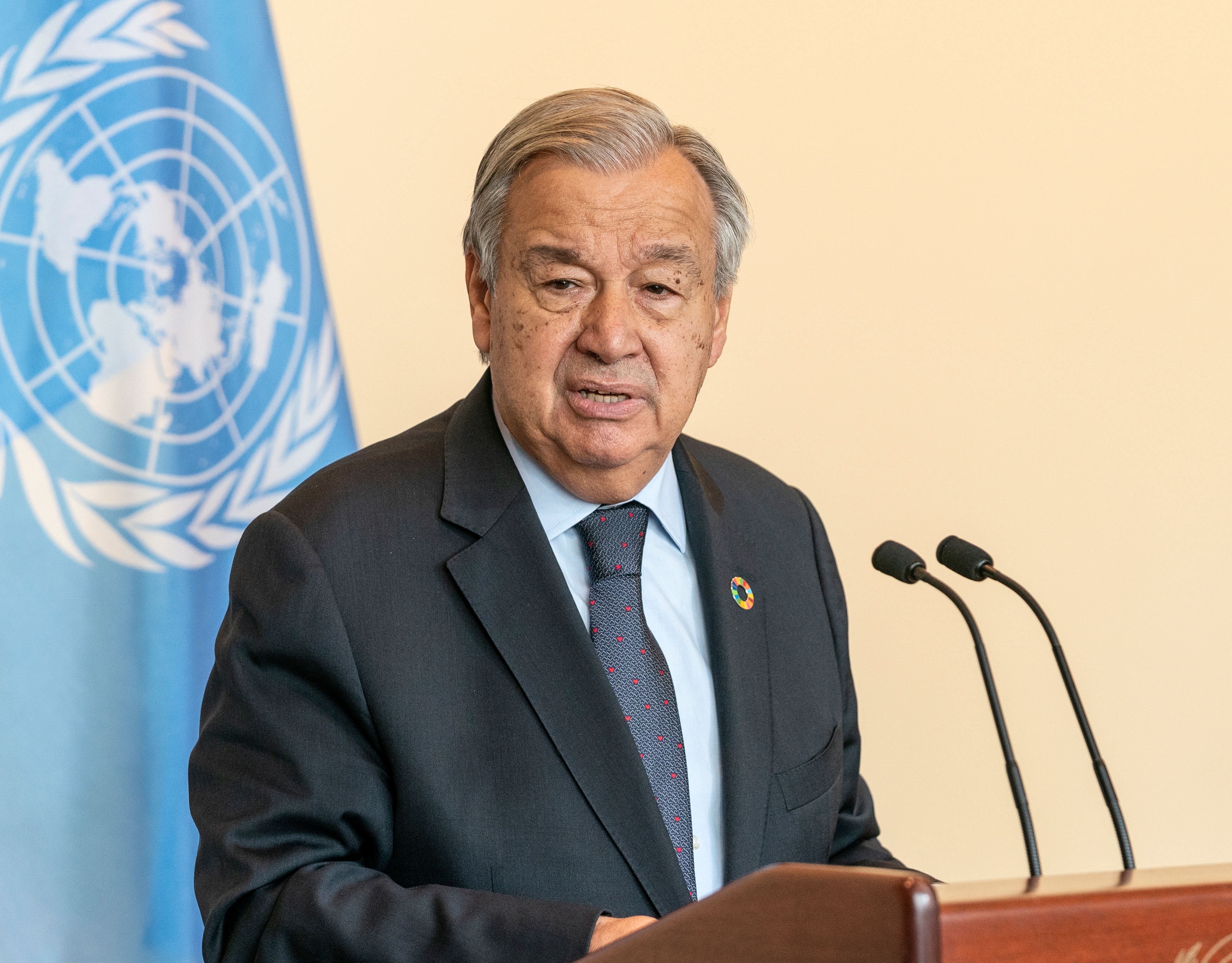 United Nations Secretary-General António Guterres speaks in New York on September 20.