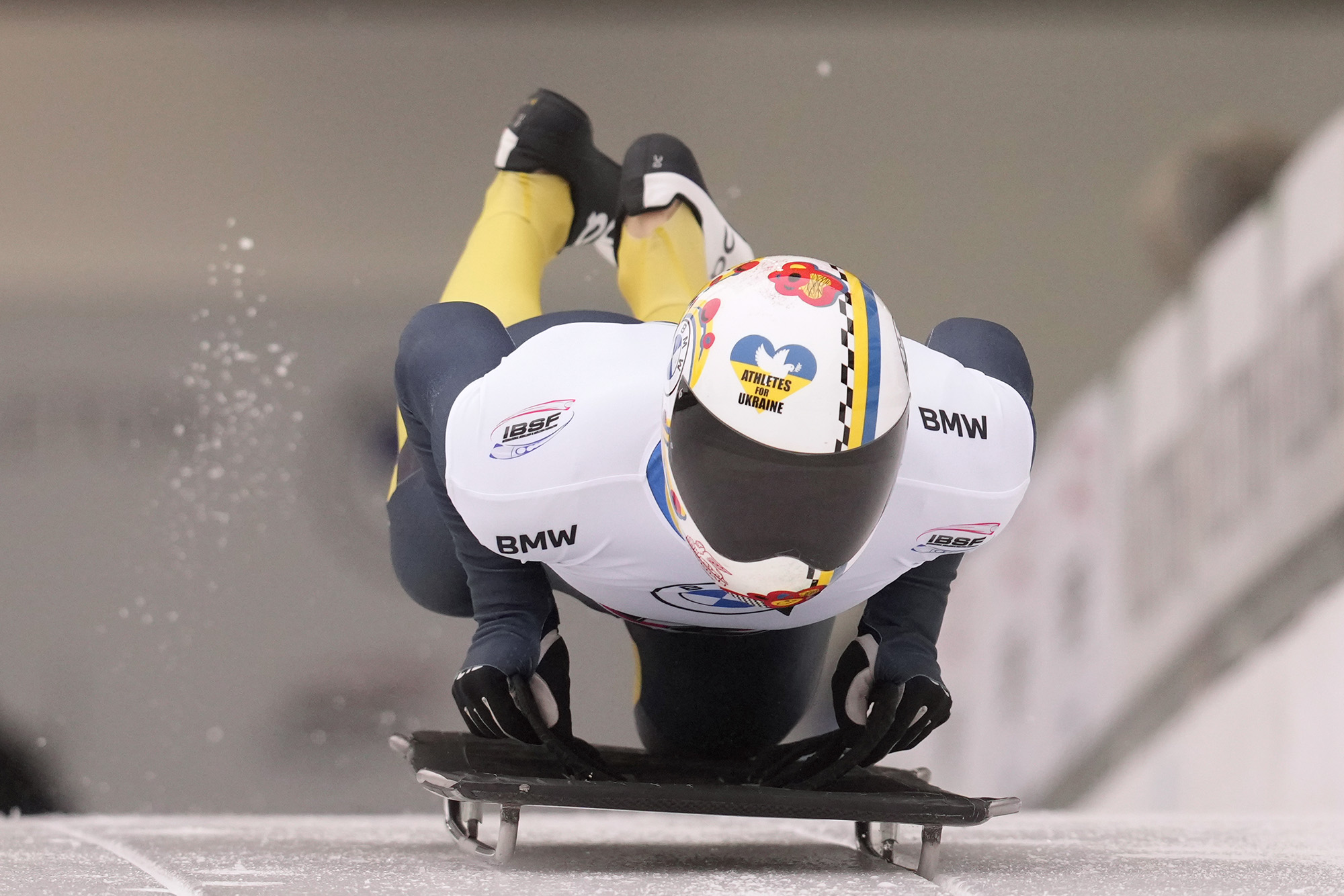 Vladyslav Heraskevych of Ukraine compete in the Men's Skeleton during the BMW IBSF Bob & Skeleton World Cup at the Veltins-EisArena on January 6, in Winterberg, Germany 