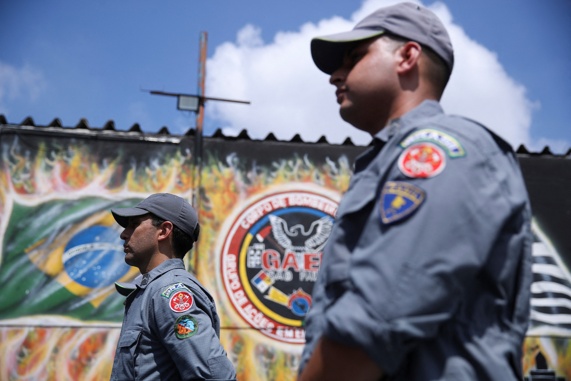 Brazilian firefighters prepare to be deployed to Turkey in São Paulo on Wednesday.