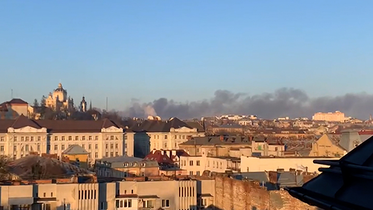 Smoke seen rising from direction of Lviv airport