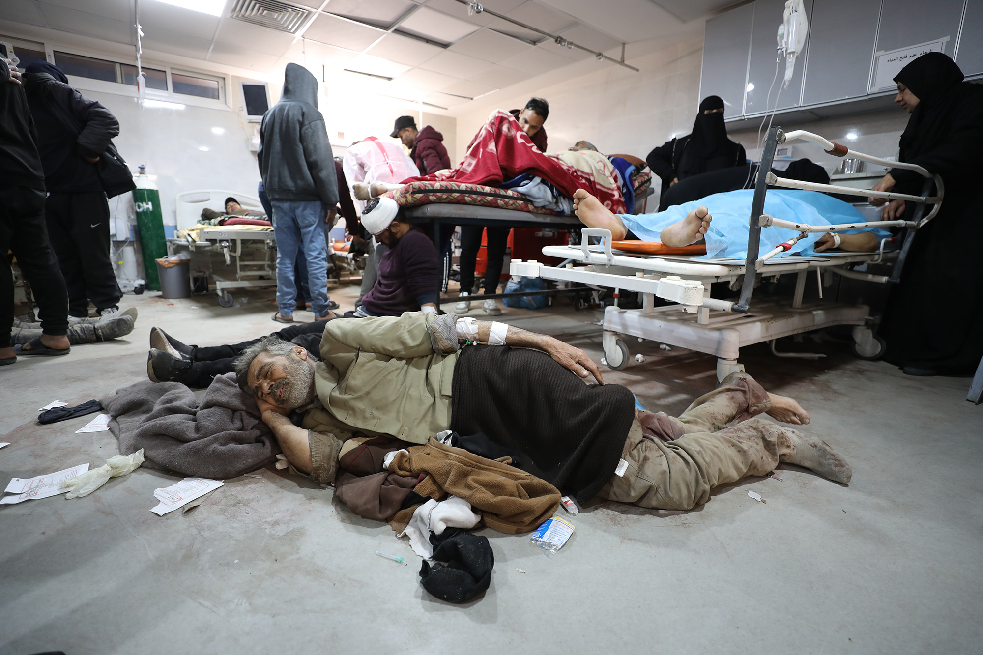 Injured Palestinians receive medical treatment in Al-Shifa Hospital in Gaza on February 29.
