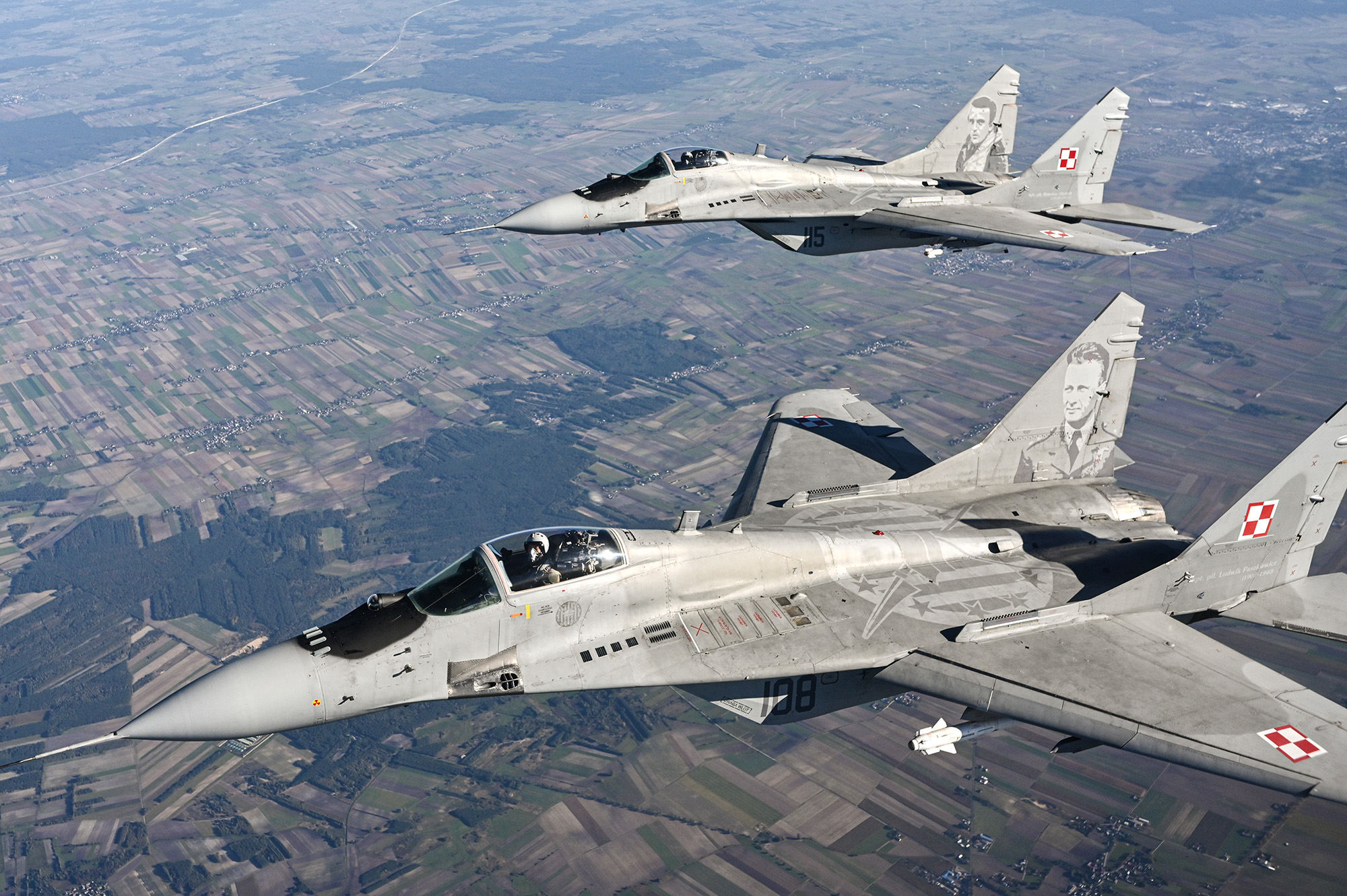 MIG-29 fighter jets of the Polish Air Force take part in a NATO shielding exercise at the Lask Air Base on October 12, in Lask, Poland. 