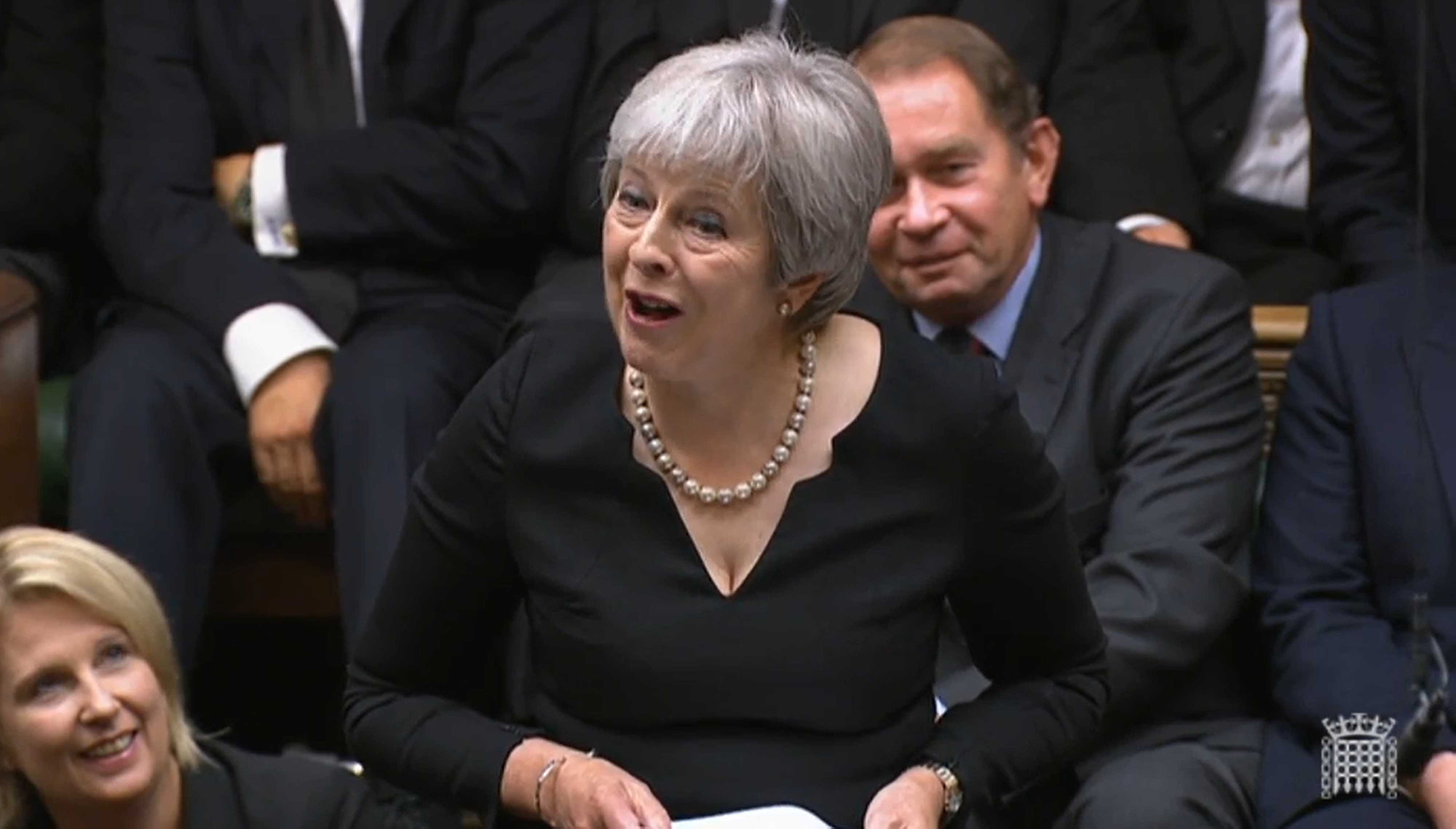 Former Prime Minister Theresa May reading a tribute out in the House of Commons, London, on September 9 following the death of Queen Elizabeth II.