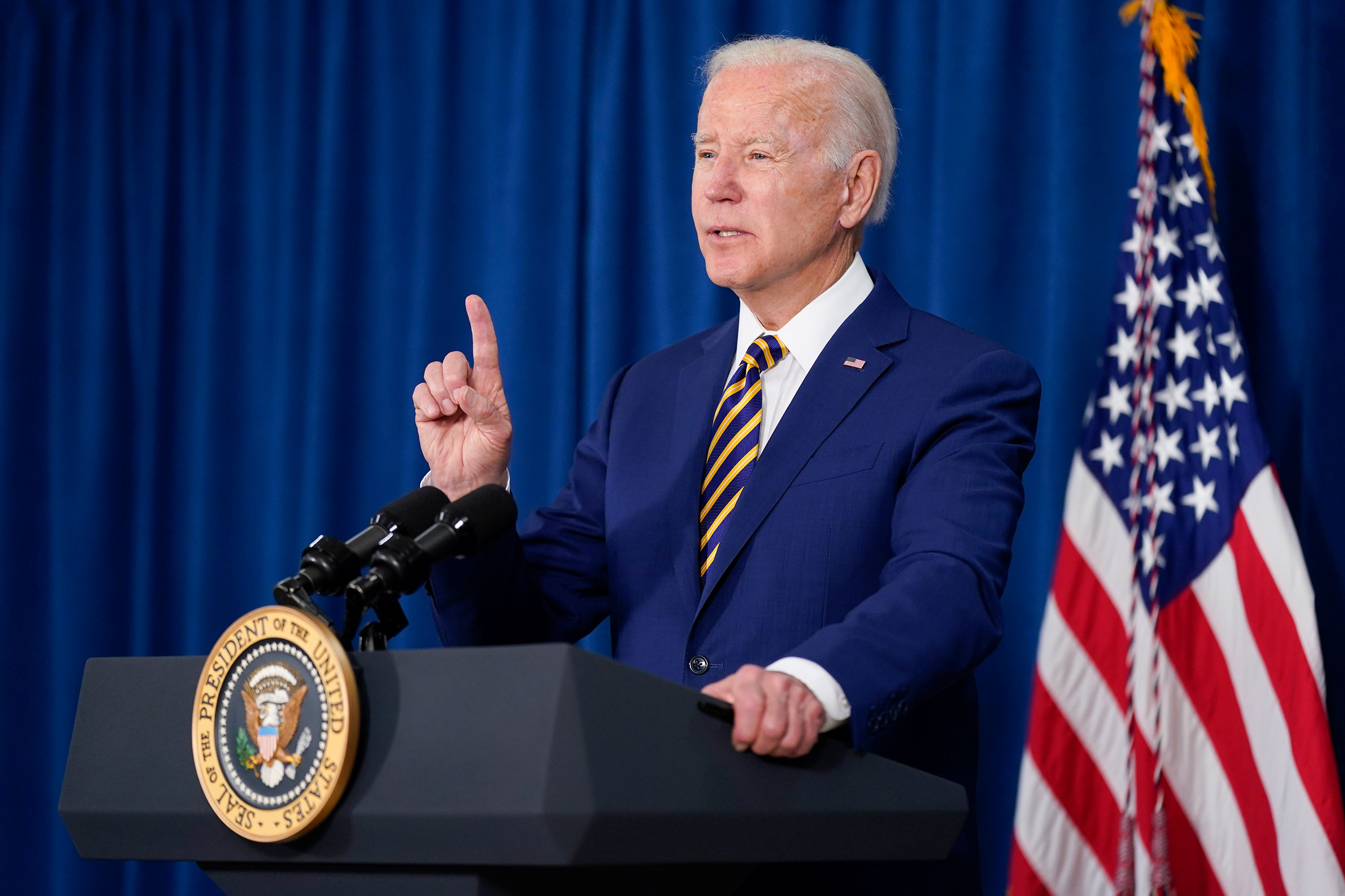 President Joe Biden speaks on Friday in Rehoboth Beach, Delaware.