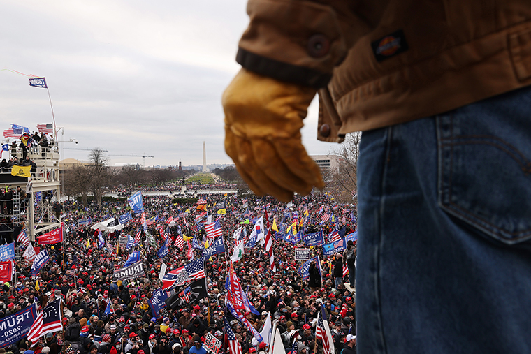 Trump supporters gathered outside the U.S. Capitol building on January 06, 2021 in Washington, DC.