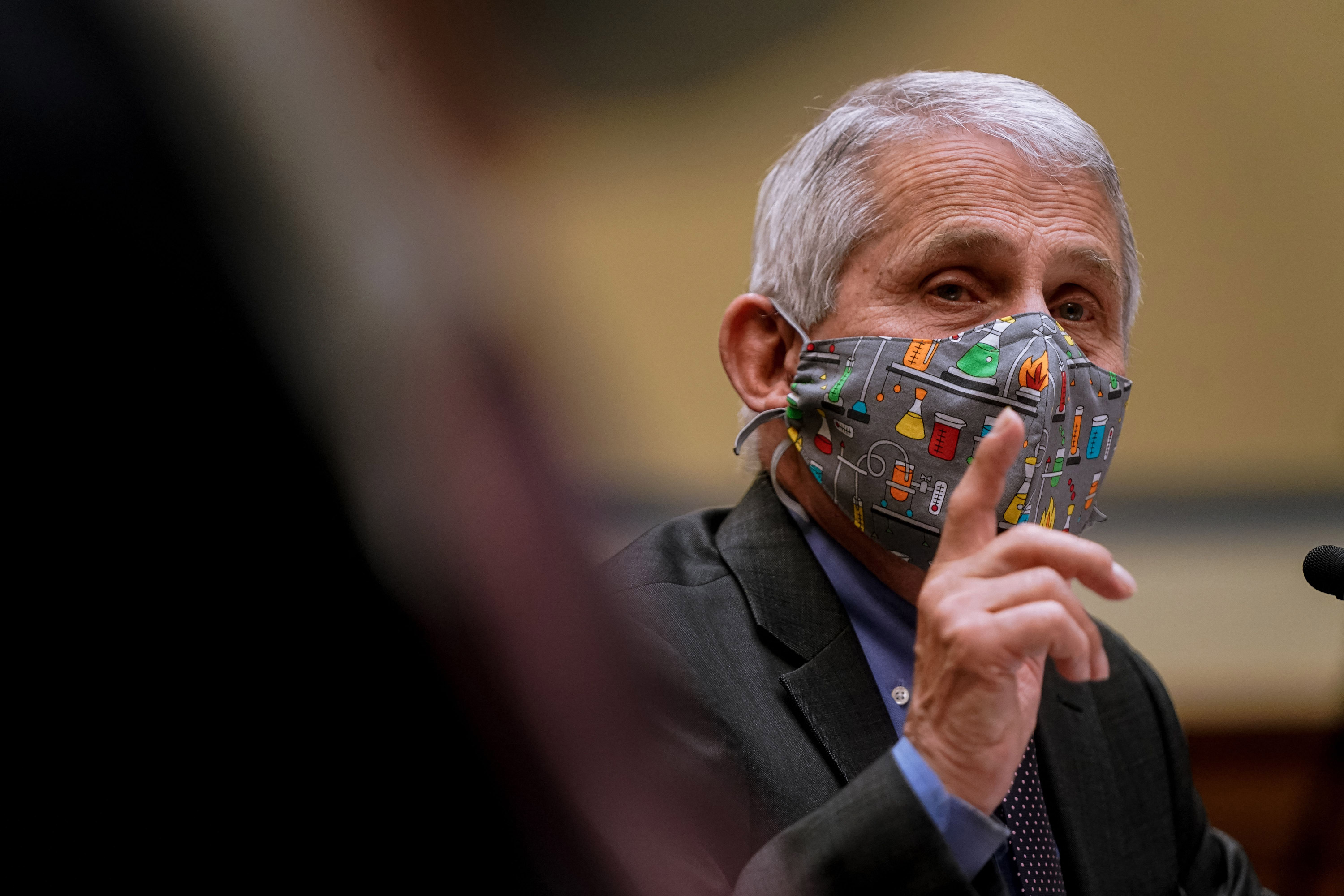 National Institute of Allergy and Infectious Diseases Director Anthony Fauci testifies before a House Select Subcommittee hearing on Capitol Hill in Washington, DC, on April 15.