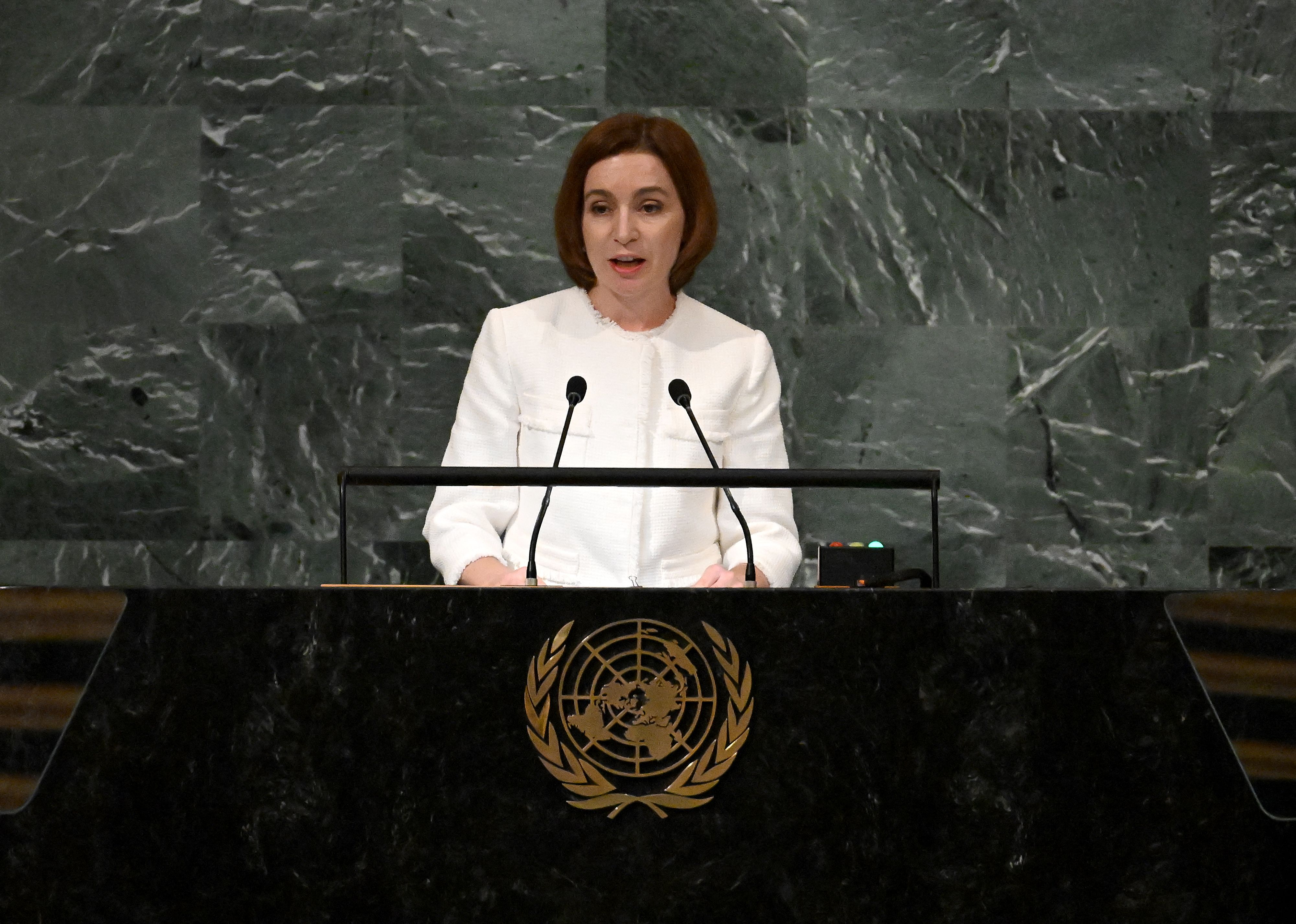President of Moldova Maya Sandu is addressing the United Nations General Assembly.