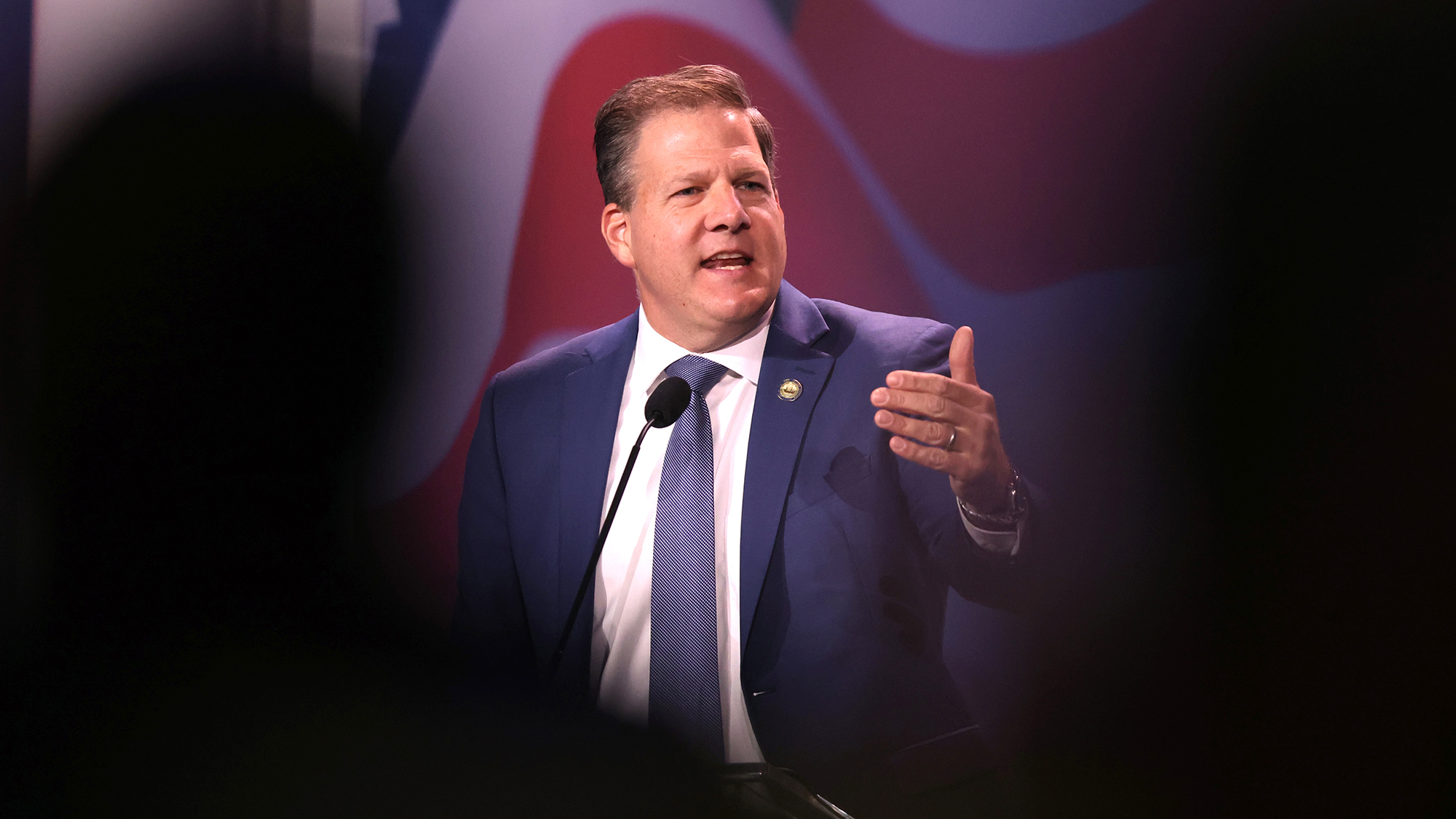 New Hampshire Gov. Chris Sununu speaks in Las Vegas, Nevada in 2022. 