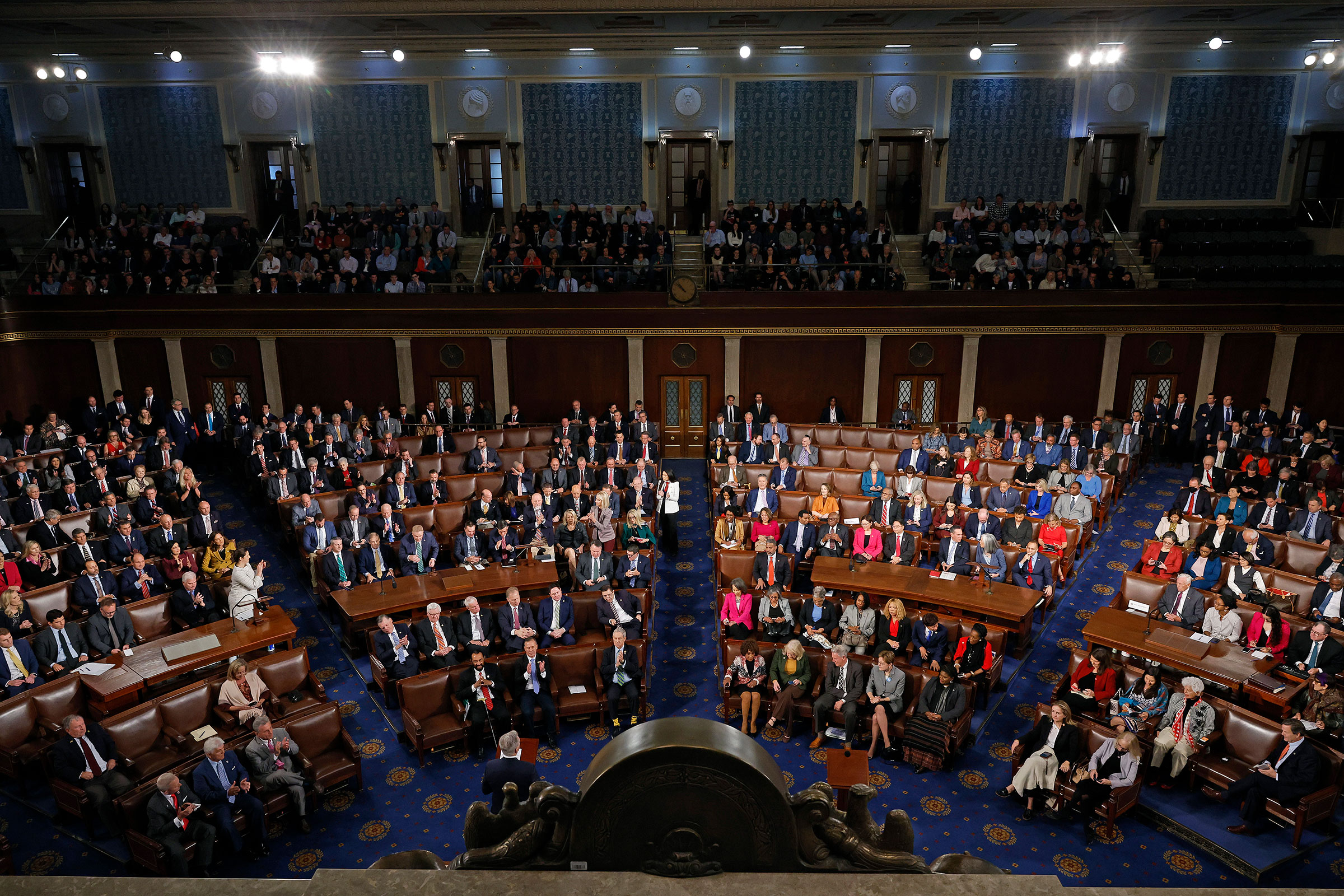 Members of the House of Representatives vote on who to elect Speaker of the House in the US Capitol on October 20, in Washington, DC. 