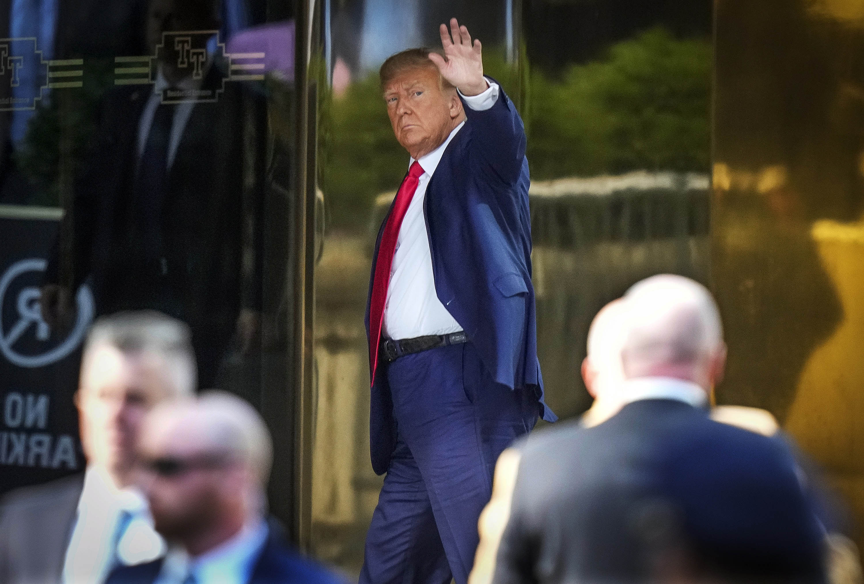 Former President Donald Trump arrives at Trump Tower in New York on Monday, April 3. 