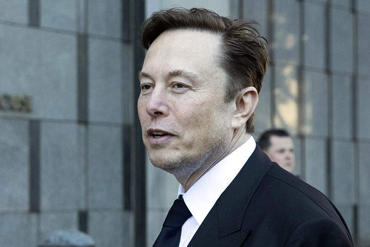 Elon Musk seen departing the Phillip Burton Federal Building and United States Court House in San Francisco during a trial over a class-action Tesla shareholder lawsuit on January 24.