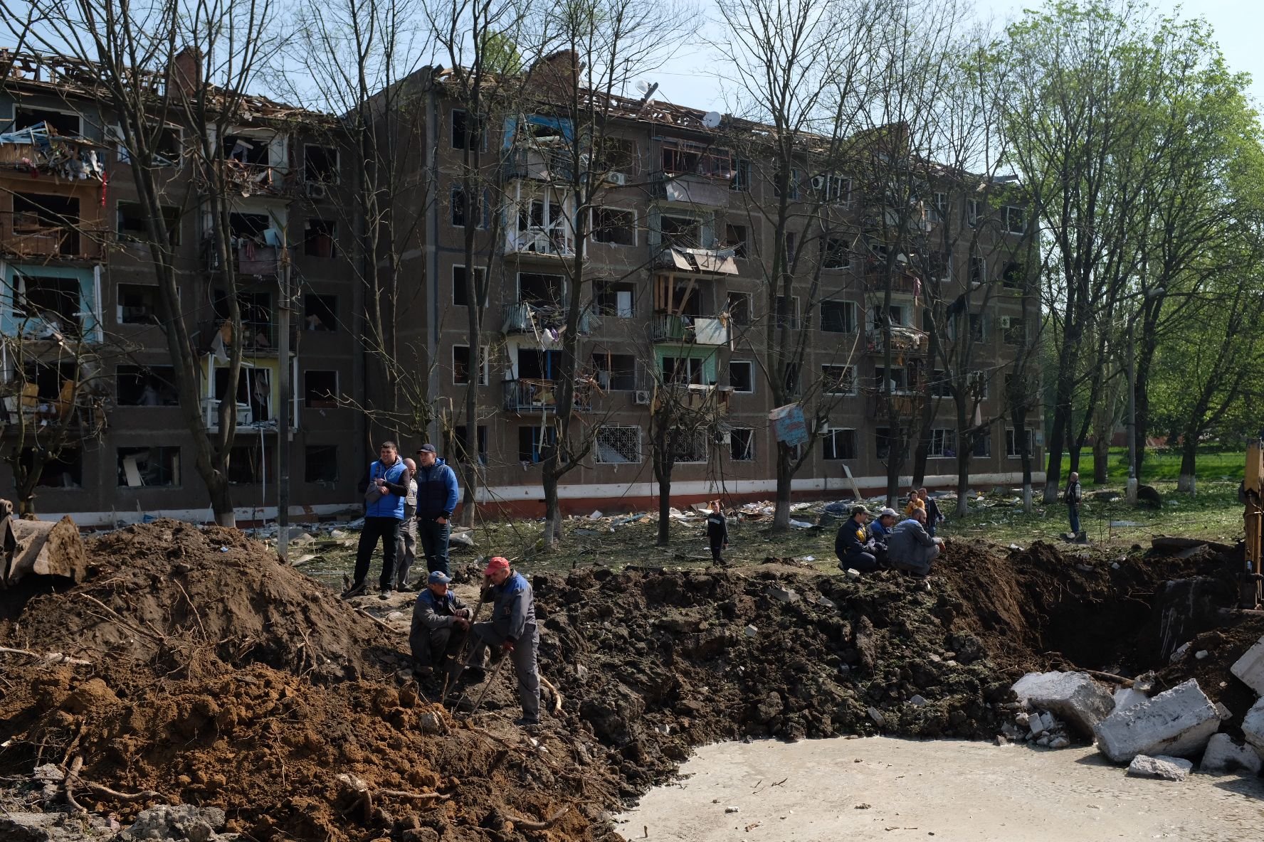 The aftermath of Russian strikes on a residential area in Kramatorsk, Ukraine, on May 5.