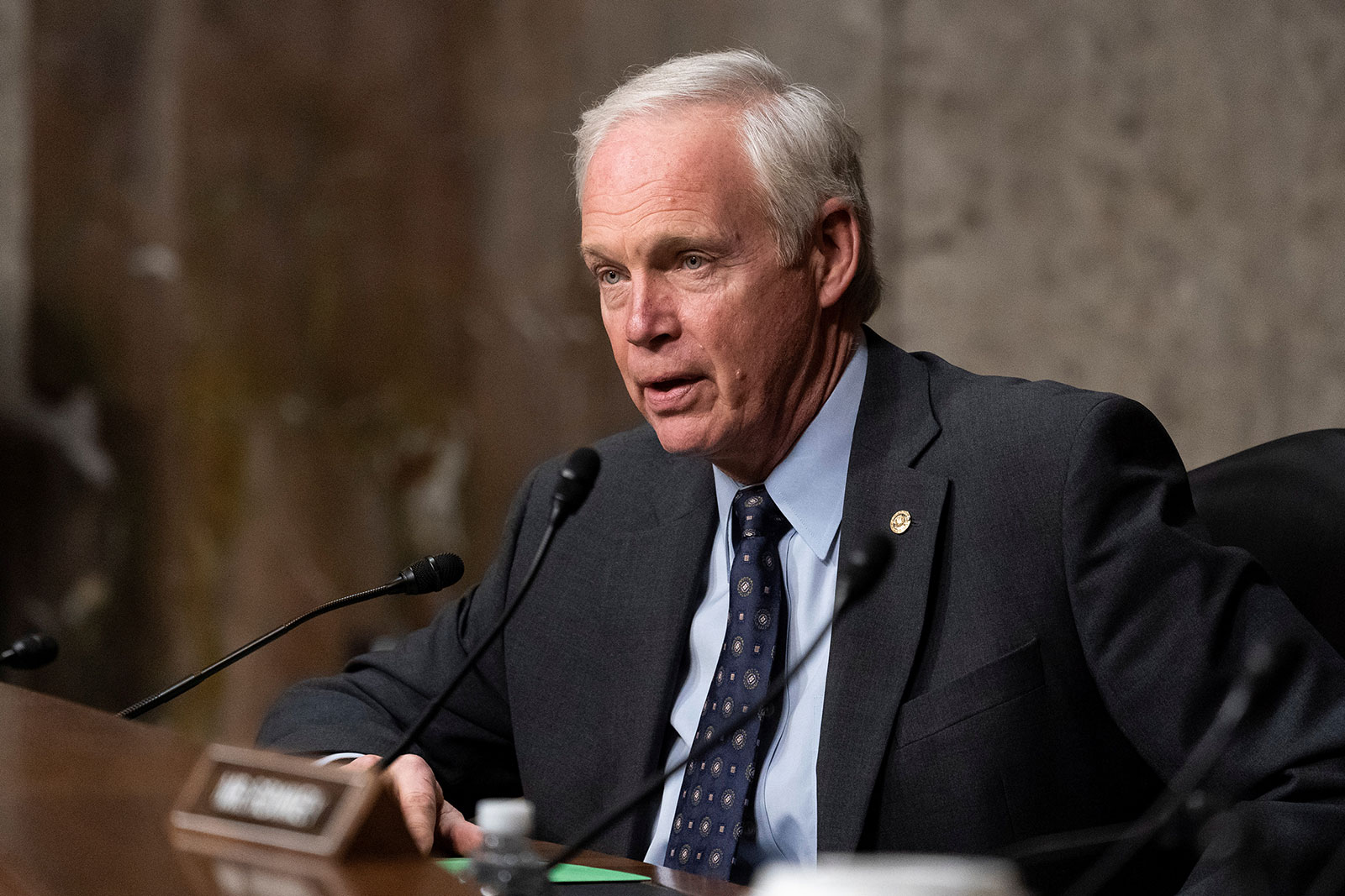 Sen. Ron Johnson speaks during a hearing on Capitol Hill in Washington, DC, on December 7, 2021.  